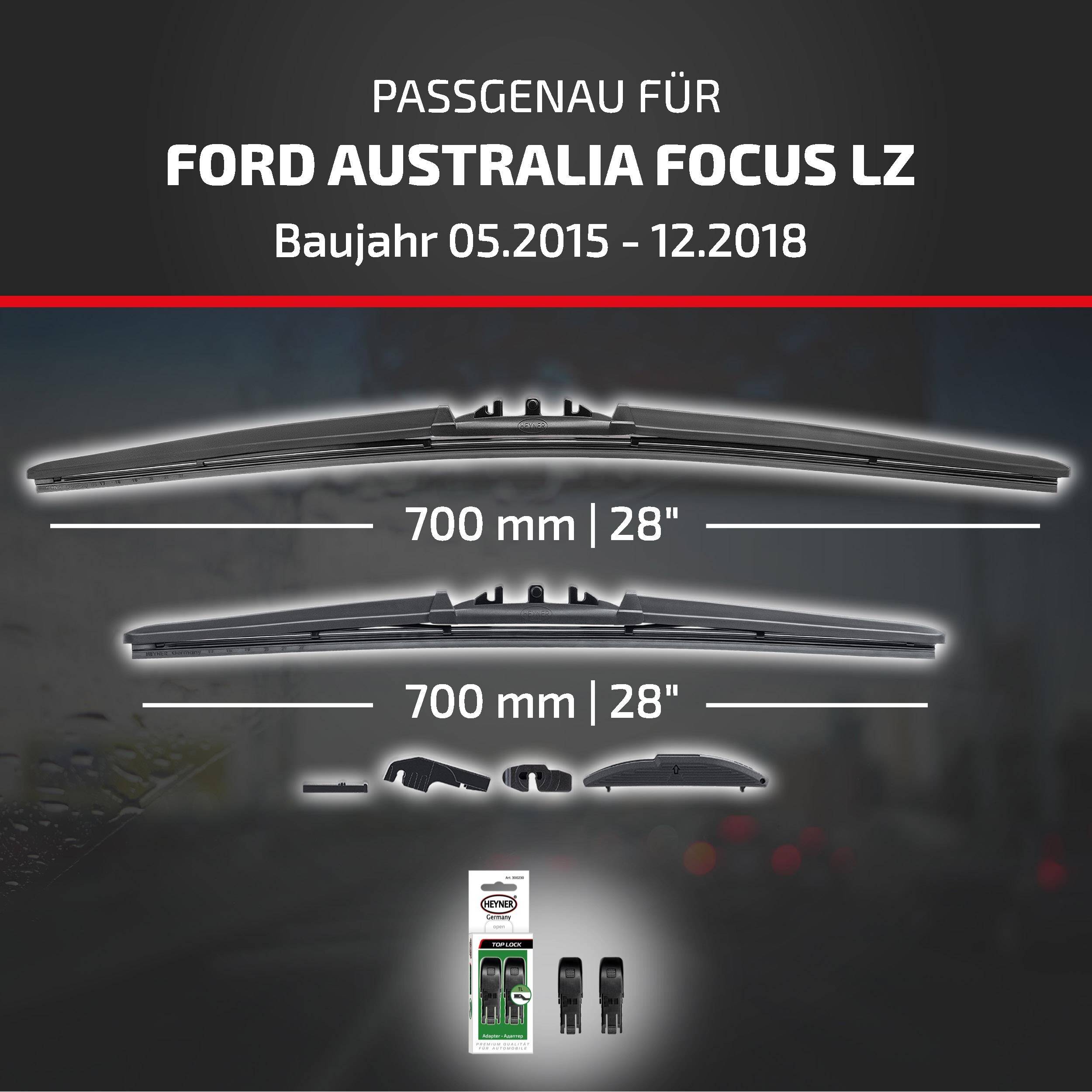 HEYNER® Scheibenwischer für FORD AUSTRALIA FOCUS 05.2015 - 12.2018, HYBRID Flachbalkenwischer,