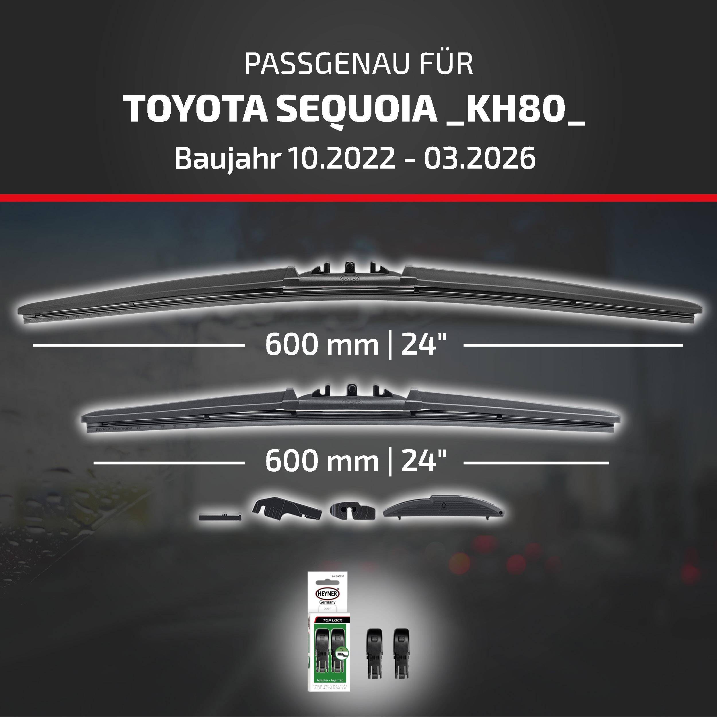 HEYNER® Scheibenwischer komp. mit TOYOTA SEQUOIA (10.2022 - 04.2026) HYBRID Flachbalkenwischer