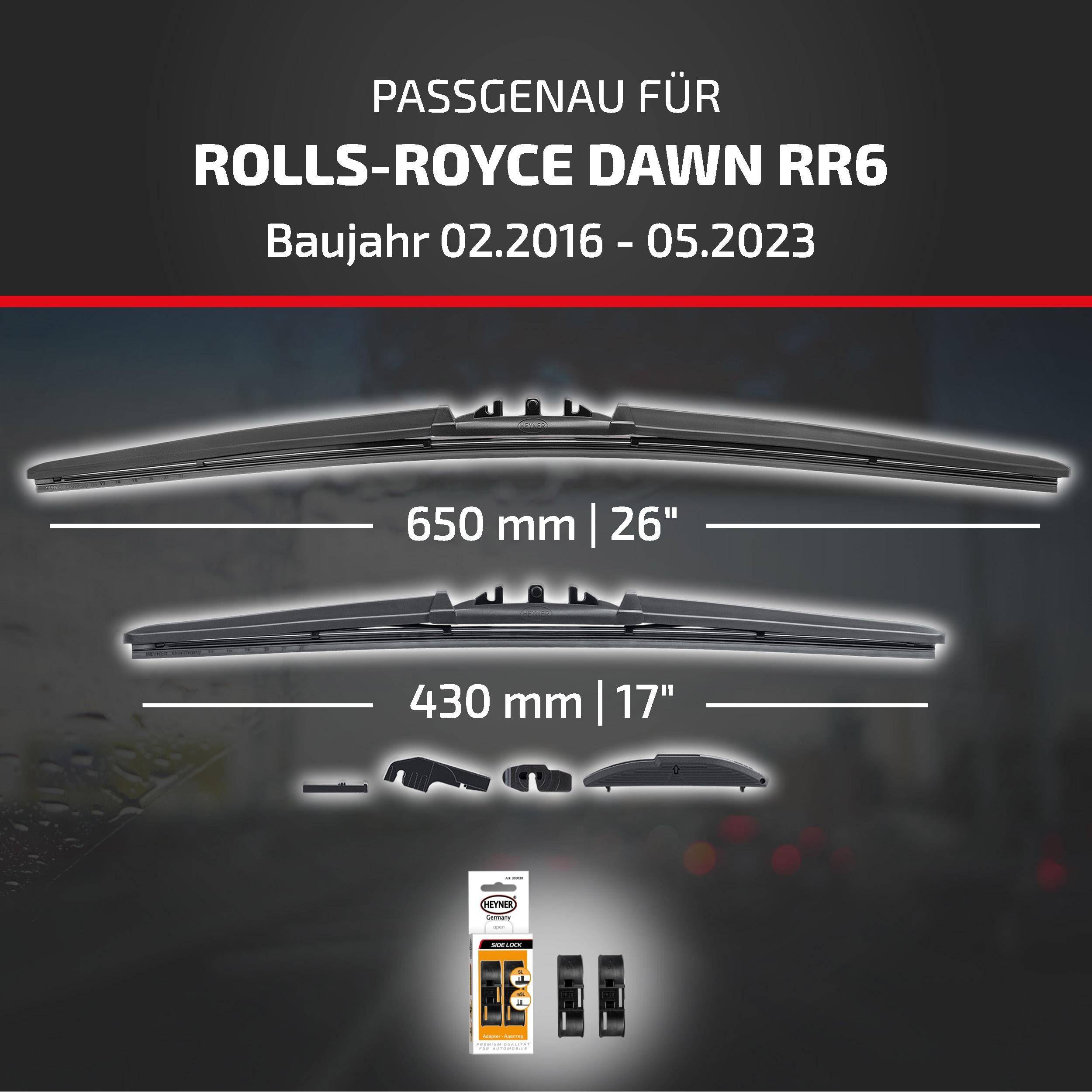 HEYNER® Scheibenwischer für ROLLS-ROYCE DAWN 02.2016 - 05.2023, HYBRID Flachbalkenwischer,