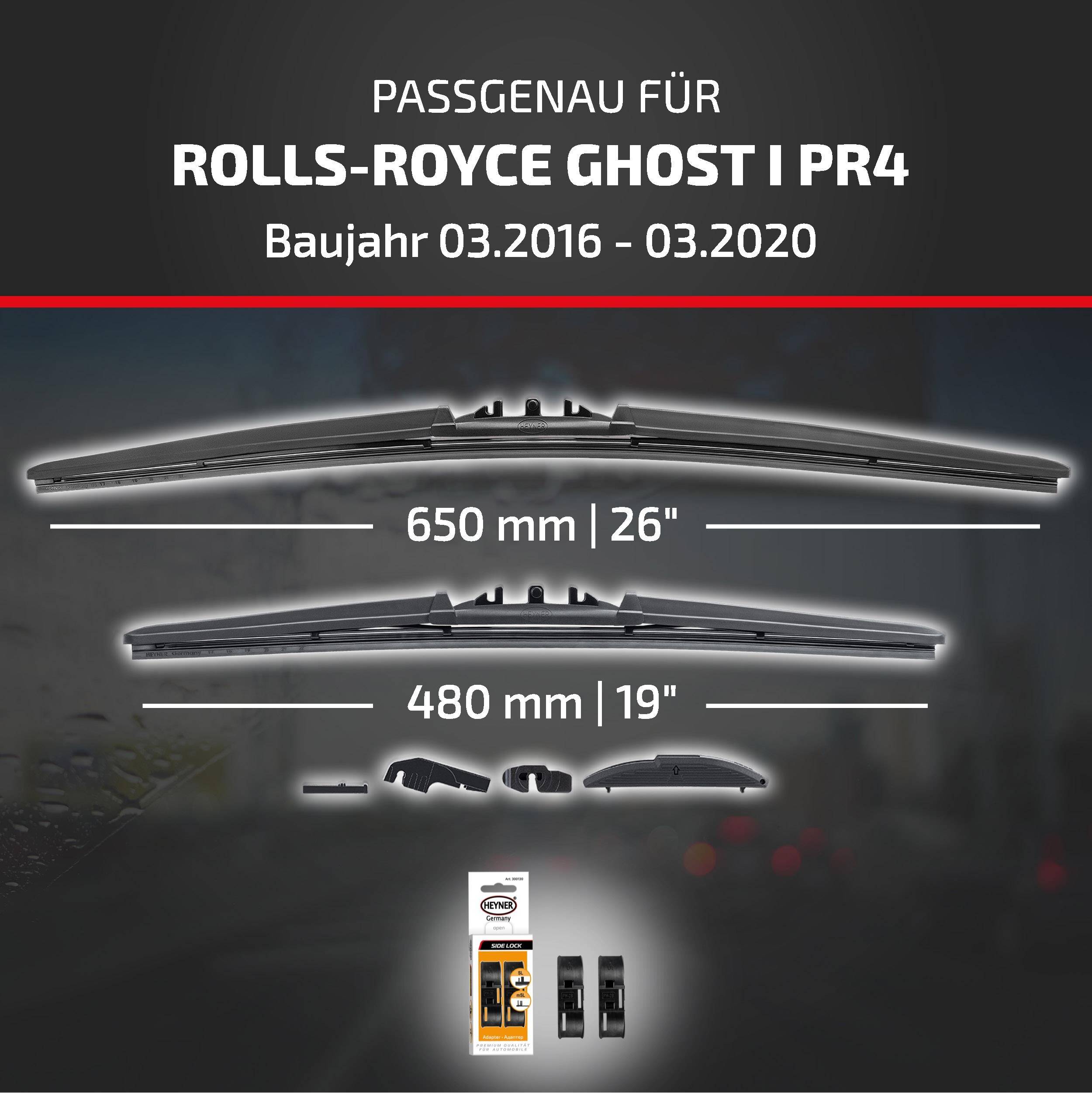 HEYNER® Scheibenwischer komp. mit ROLLS-ROYCE GHOST I (03.2016 - 03.2020) HYBRID Flachbalkenwischer