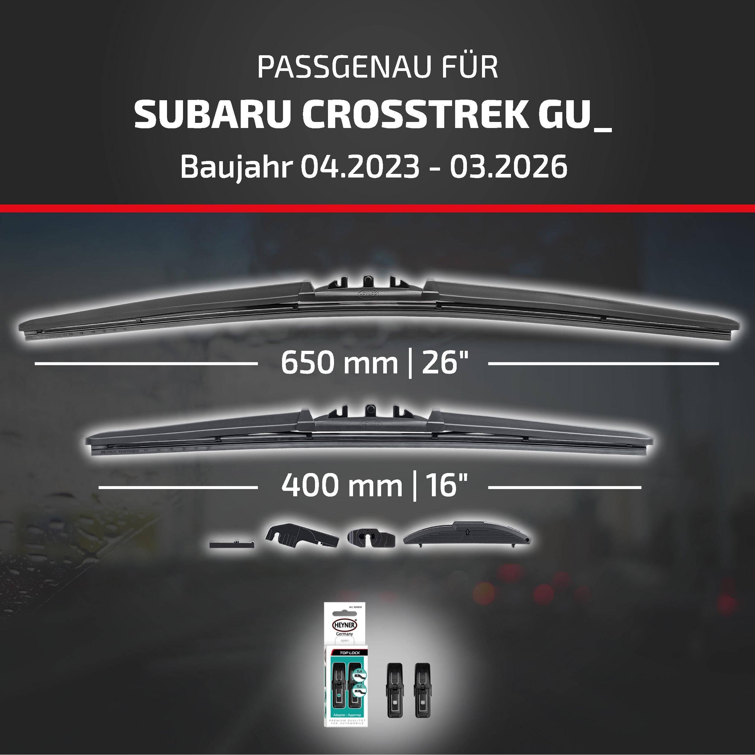 HEYNER® Scheibenwischer komp. mit SUBARU CROSSTREK (04.2023 - 04.2026) HYBRID Flachbalkenwischer