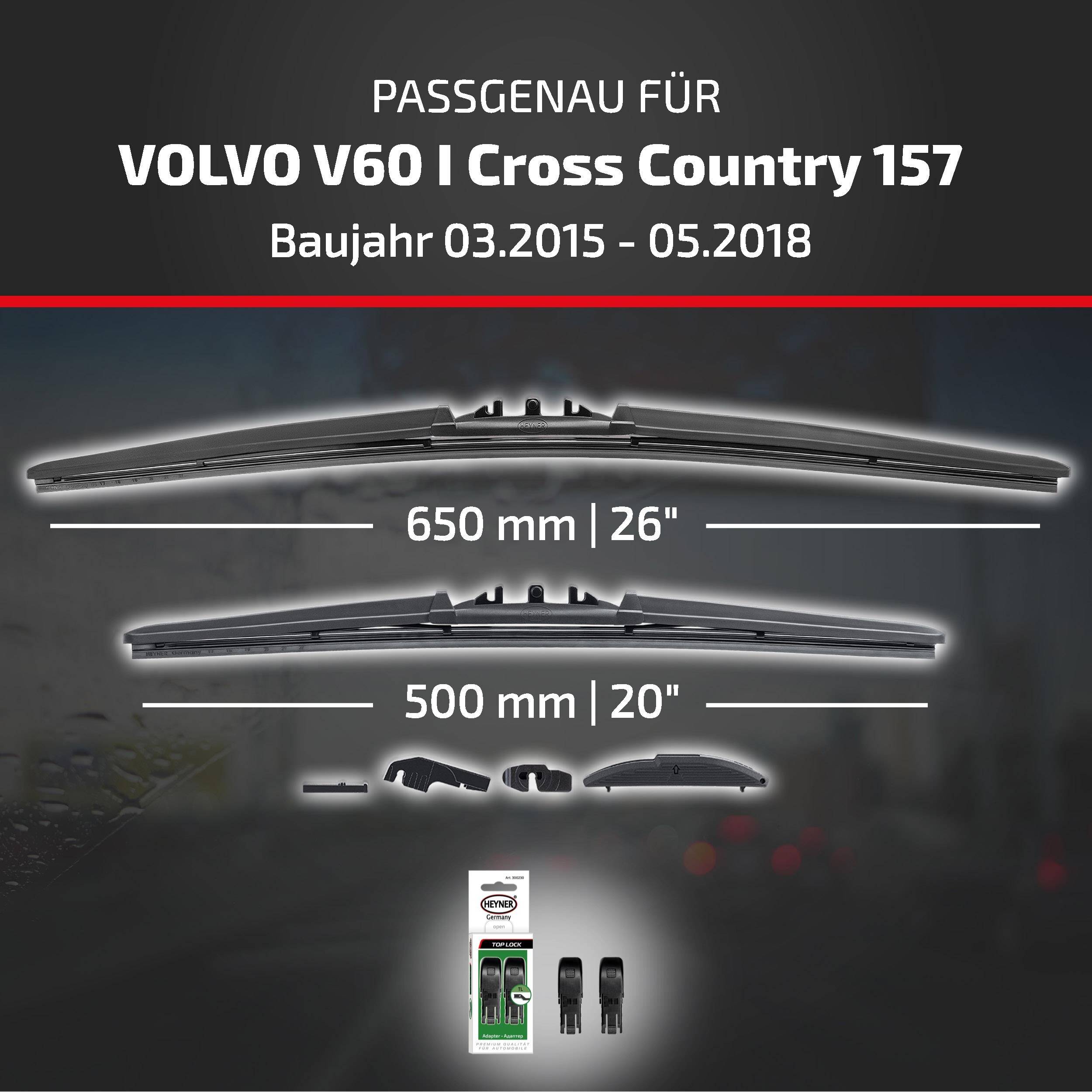 HEYNER® Scheibenwischer für VOLVO V60 I Cross Country (03.2015 - 05.2018) HYBRID Flachbalkenwischer