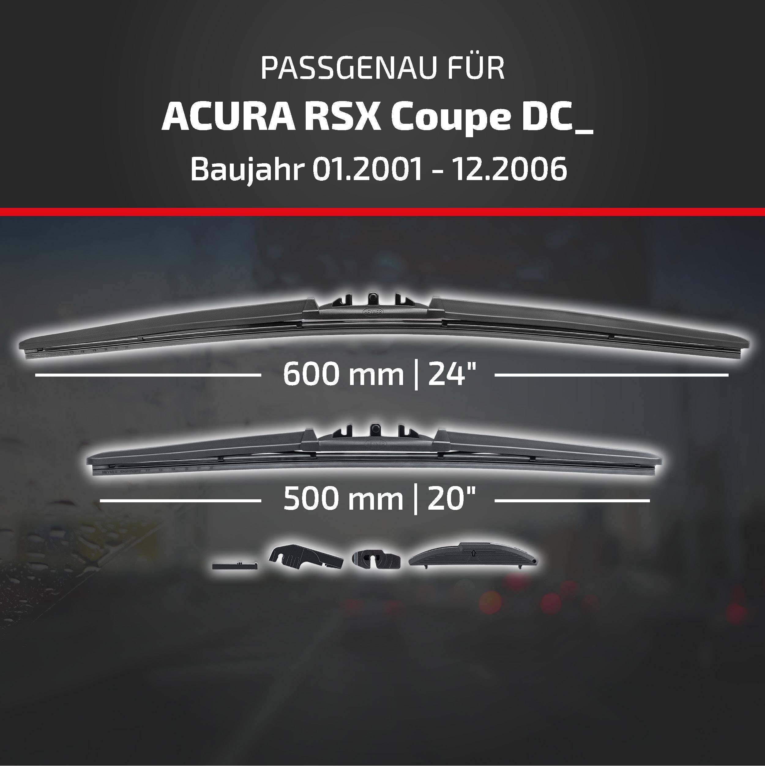 HEYNER® Scheibenwischer für ACURA RSX Coupe 01.2001 - 12.2006, HYBRID Flachbalkenwischer,