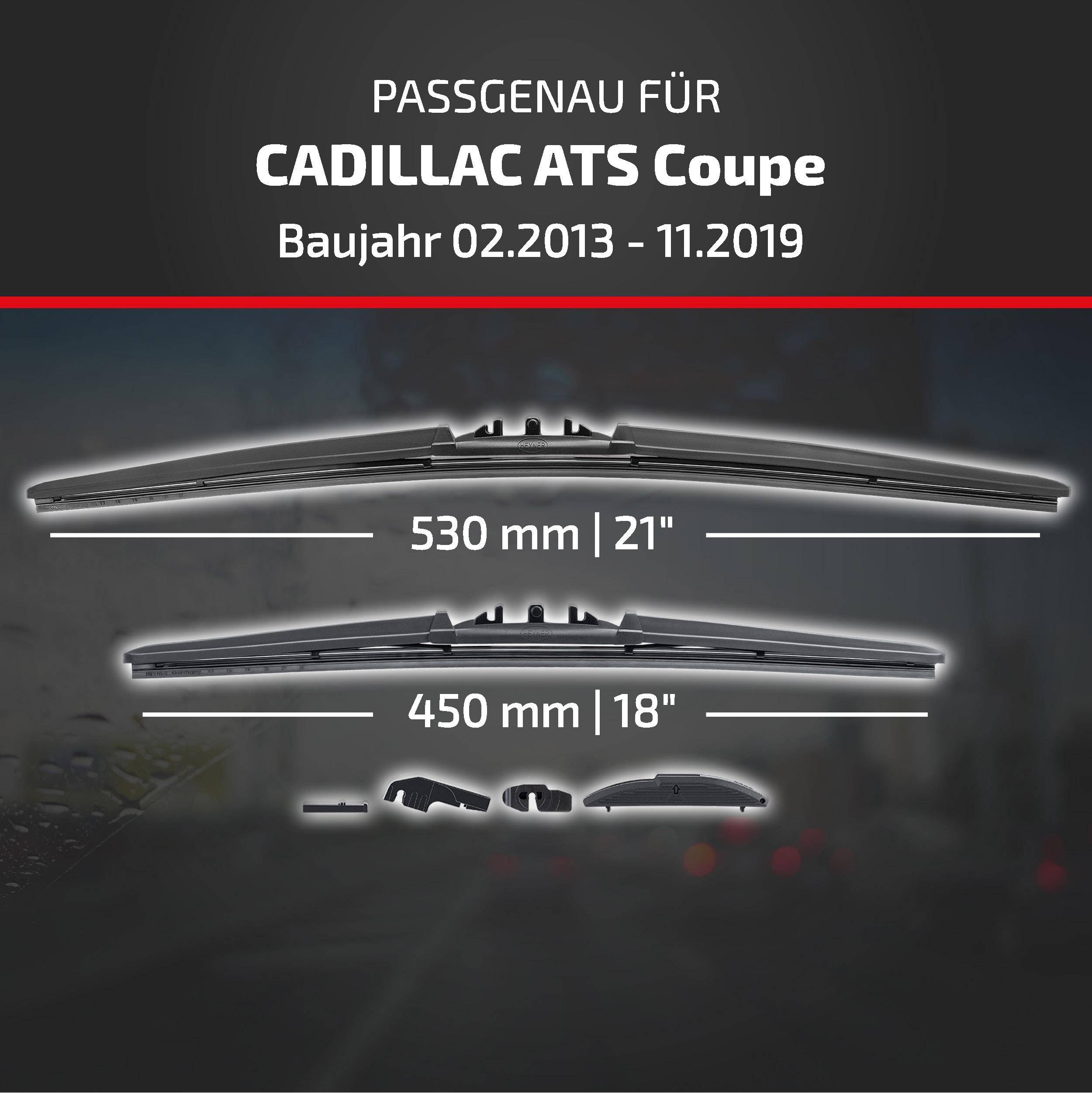 HEYNER® Scheibenwischer für CADILLAC ATS Coupe 02.2013 - 11.2019, HYBRID Flachbalkenwischer,
