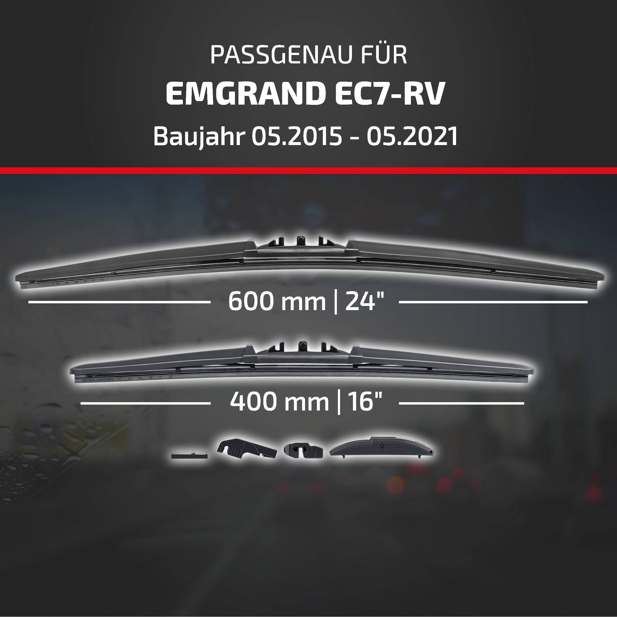 HEYNER® Scheibenwischer für EMGRAND EC7-RV 05.2015 - 05.2021, HYBRID Flachbalkenwischer,
