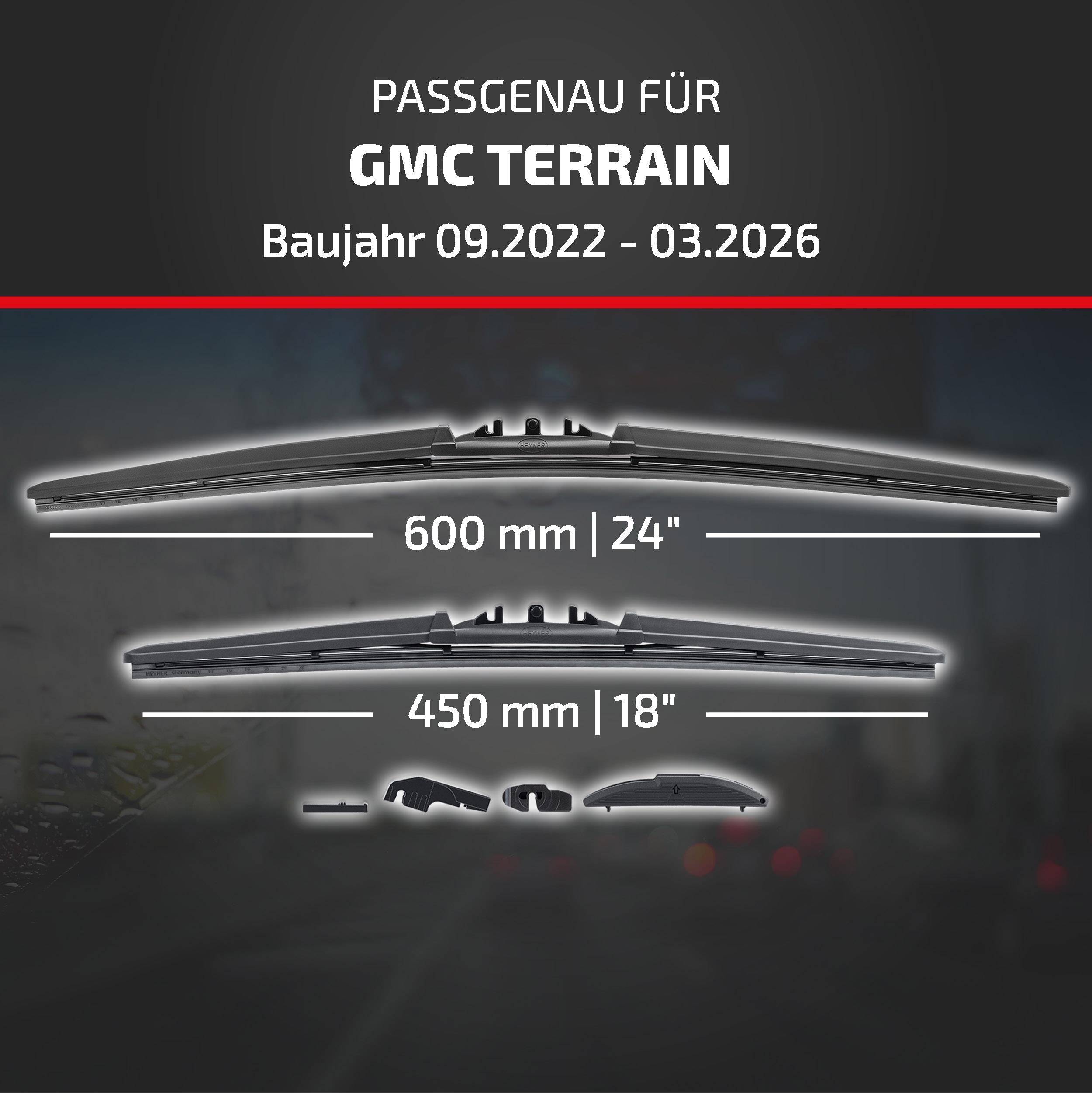 HEYNER® Scheibenwischer komp. mit GMC TERRAIN (09.2022 - 04.2026) HYBRID Flachbalkenwischer