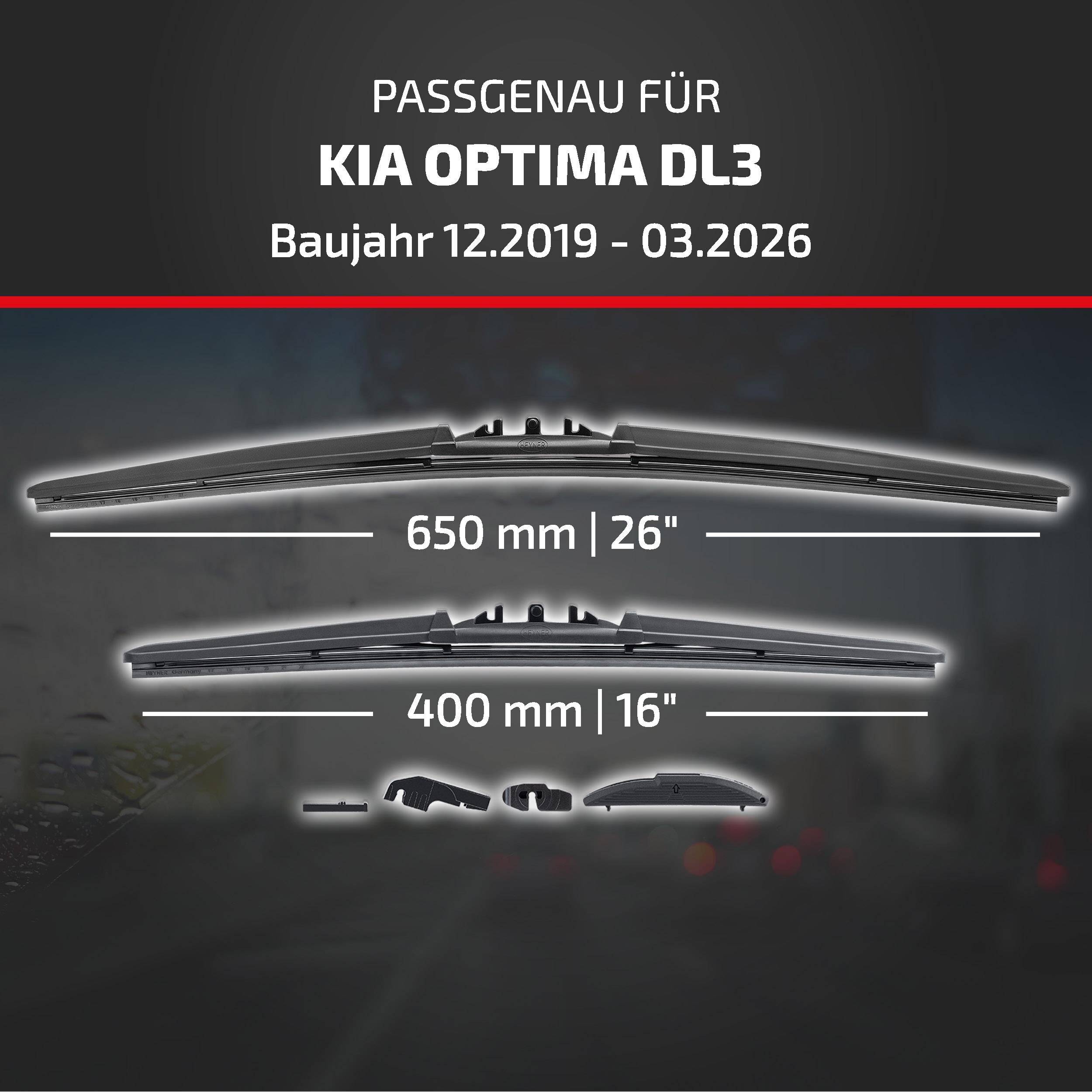HEYNER® Scheibenwischer komp. mit KIA OPTIMA (12.2019 - 04.2026) HYBRID Flachbalkenwischer