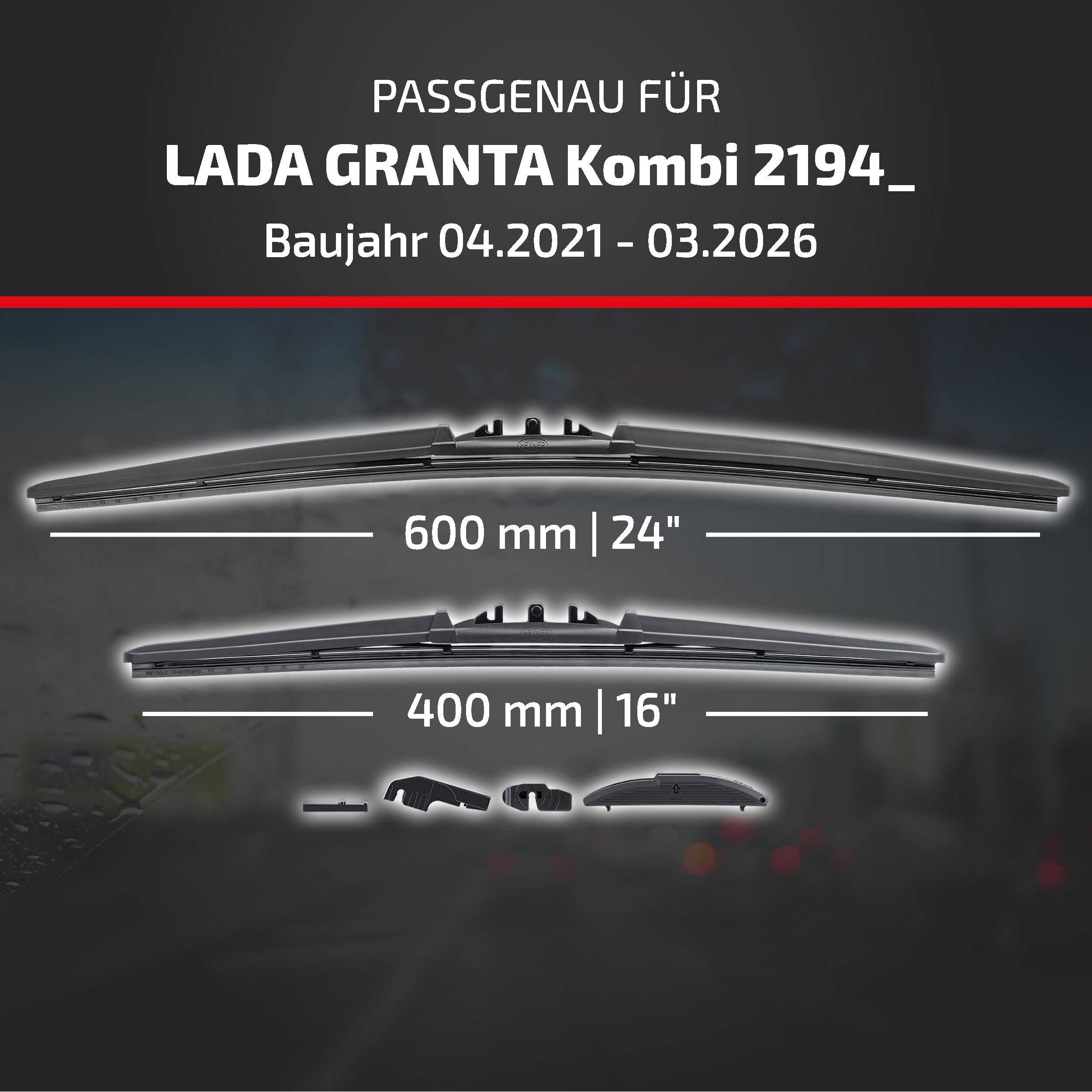 HEYNER® Scheibenwischer für LADA GRANTA Kombi 04.2021 - 08.2026, HYBRID Flachbalkenwischer,