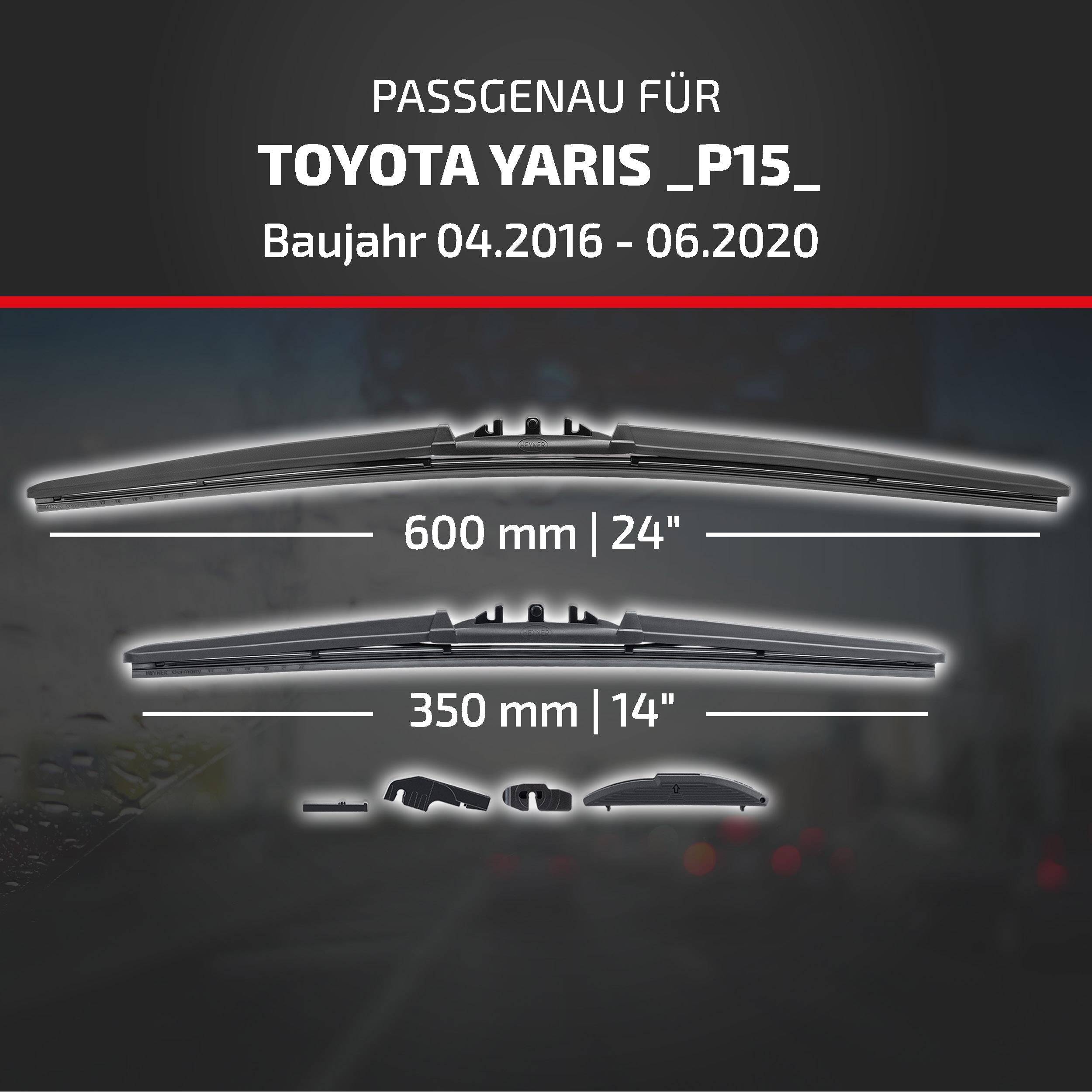 HEYNER® Scheibenwischer komp. mit TOYOTA YARIS (04.2016 - 06.2020) HYBRID Flachbalkenwischer