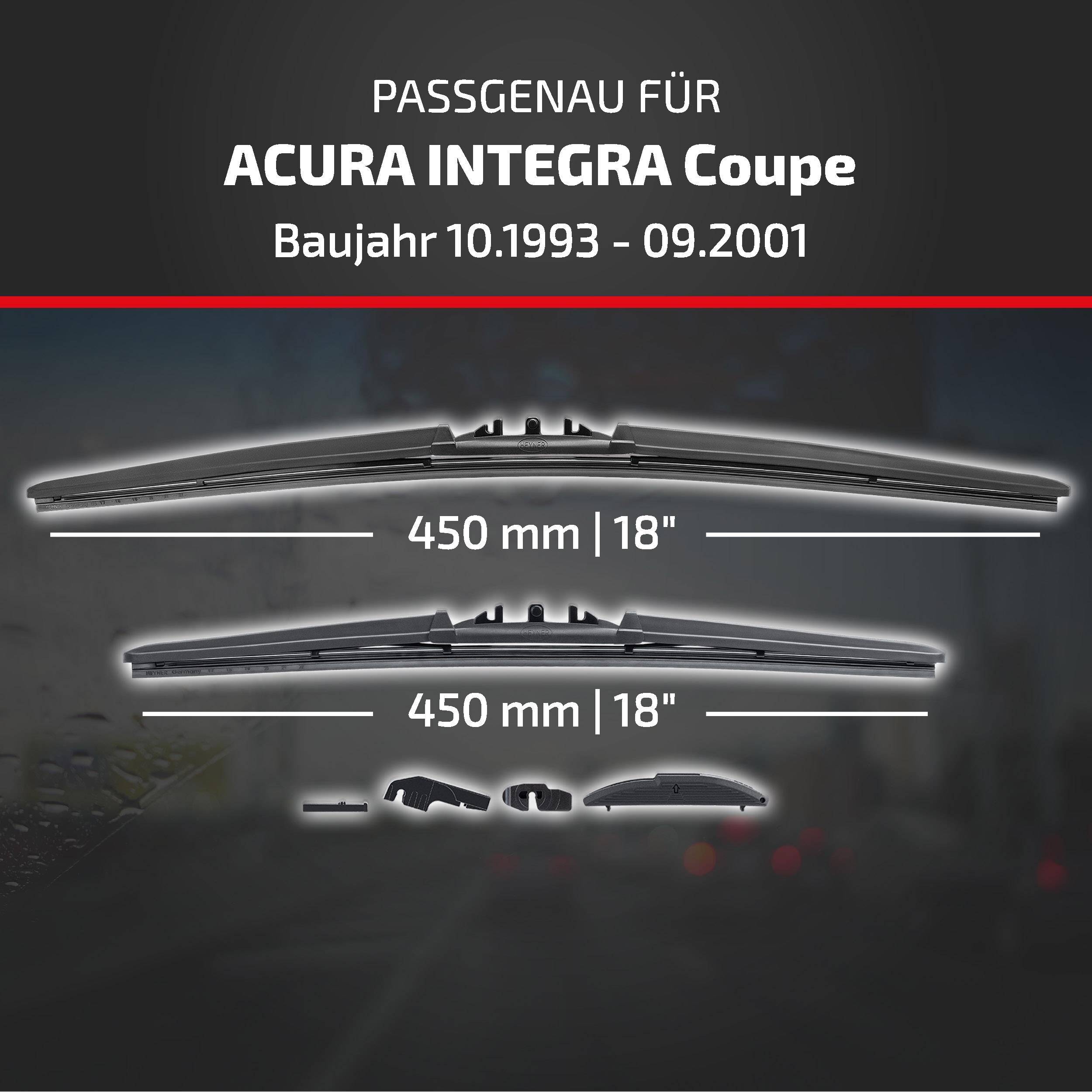 HEYNER® Scheibenwischer für ACURA INTEGRA Coupe 10.1993 - 09.2001, HYBRID Flachbalkenwischer,