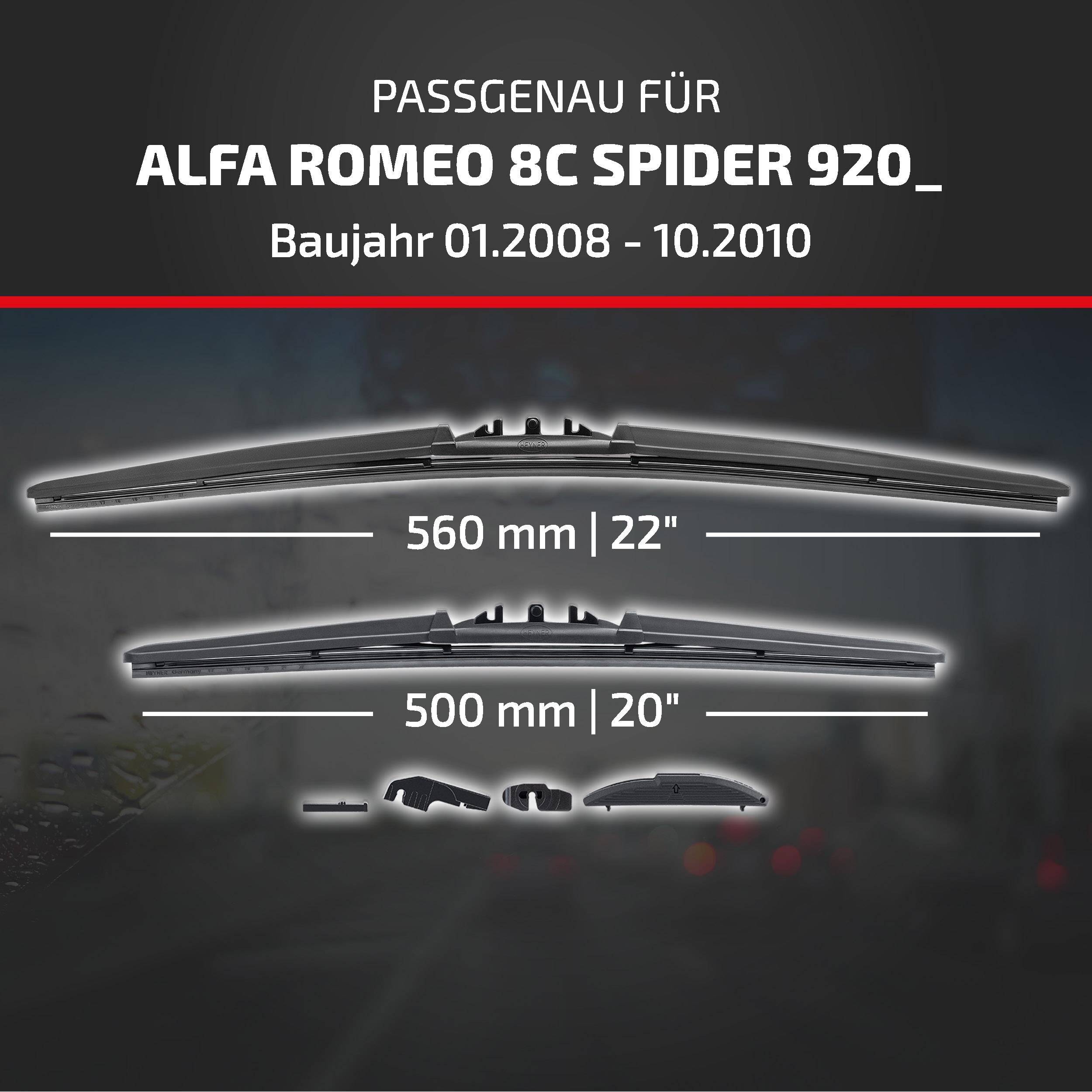 HEYNER® Scheibenwischer komp. mit ALFA ROMEO 8C SPIDER (01.2008 - 10.2010) HYBRID Flachbalkenwischer