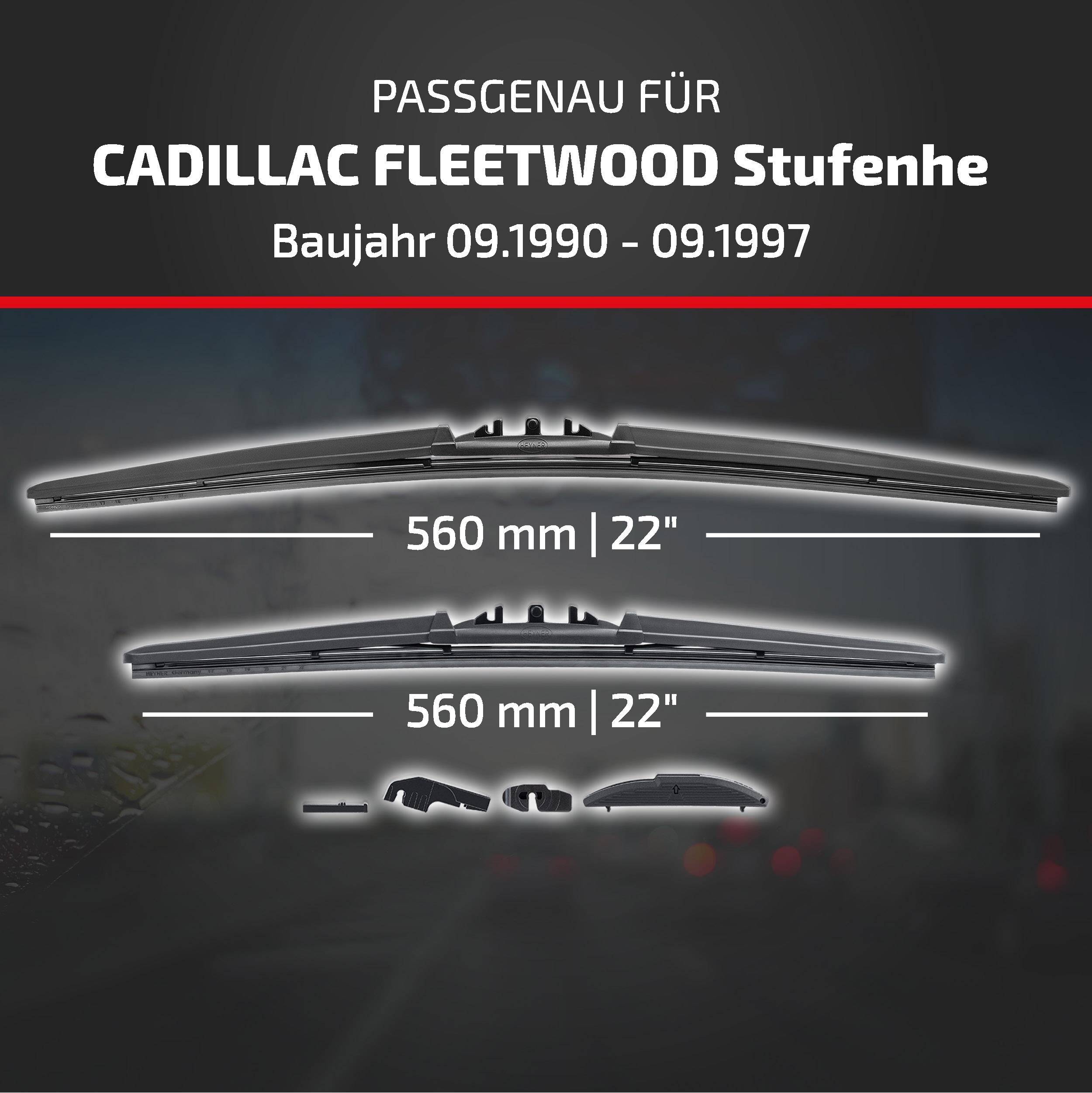 HEYNER® Scheibenwischer für CADILLAC FLEETWOOD Stufenheck 09.1990 - 09.1997, HYBRID Flachbalkenwischer,