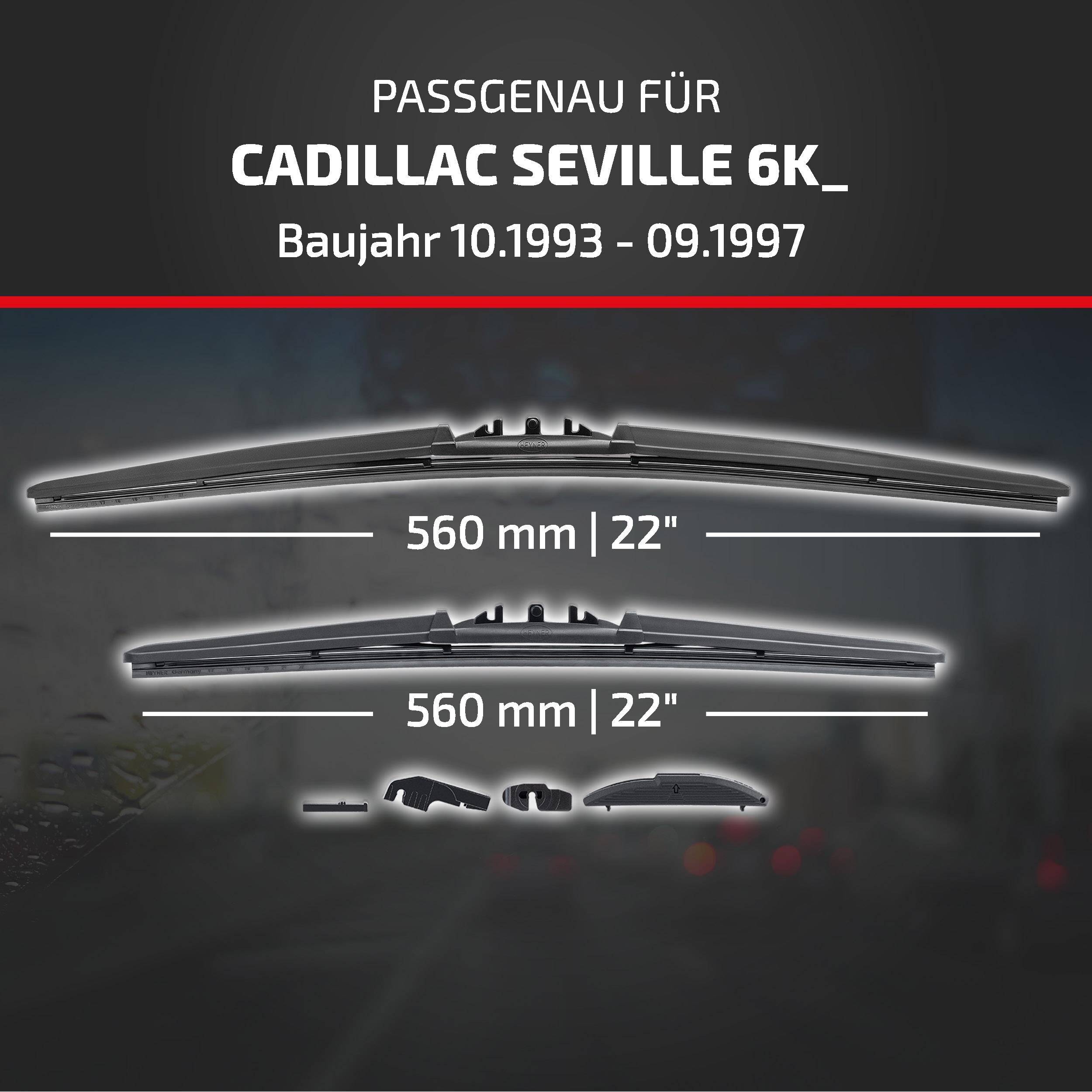 HEYNER® Scheibenwischer komp. mit CADILLAC SEVILLE (10.1993 - 09.1997) HYBRID Flachbalkenwischer