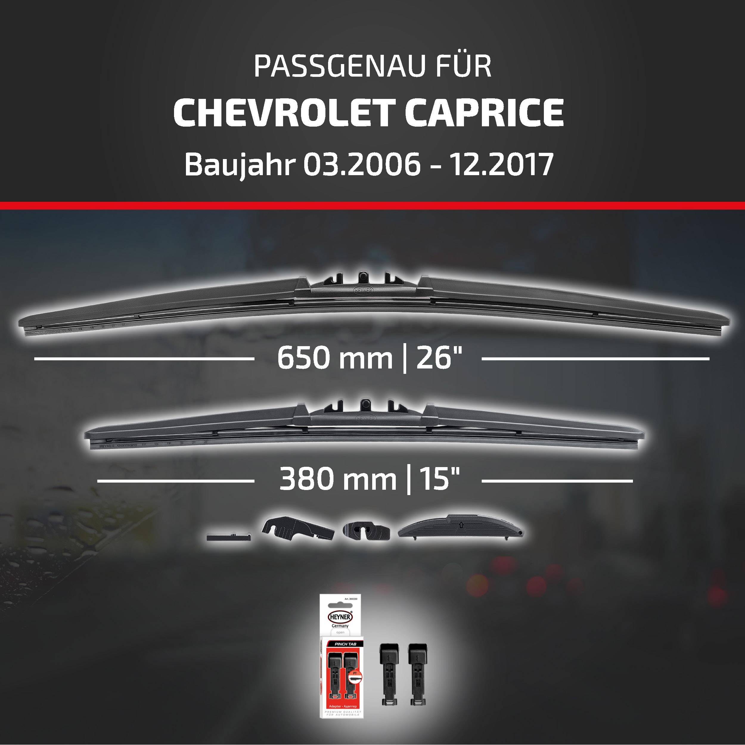 HEYNER® Scheibenwischer komp. mit CHEVROLET CAPRICE (03.2006 - 12.2017) HYBRID Flachbalkenwischer