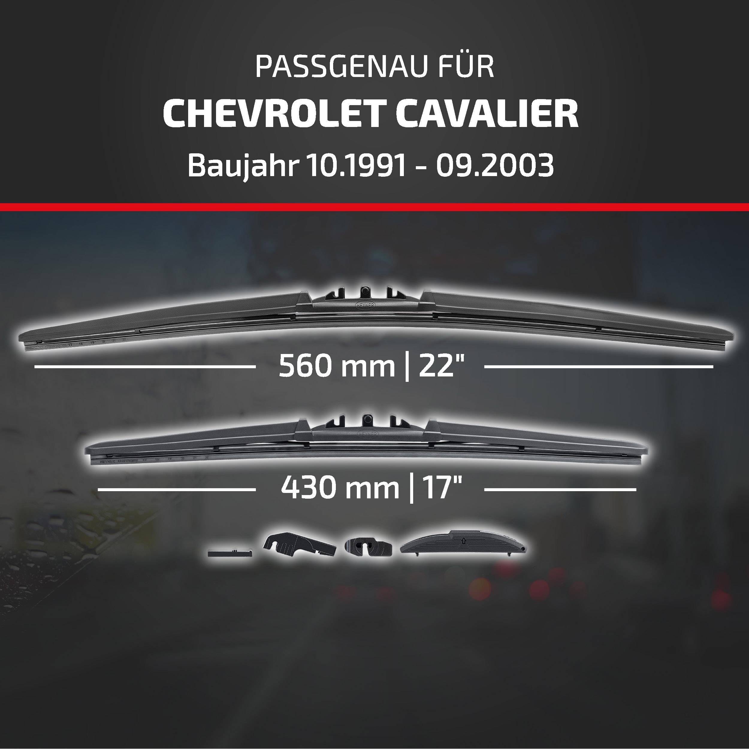 HEYNER® Scheibenwischer komp. mit CHEVROLET CAVALIER (10.1991 - 09.2003) HYBRID Flachbalkenwischer