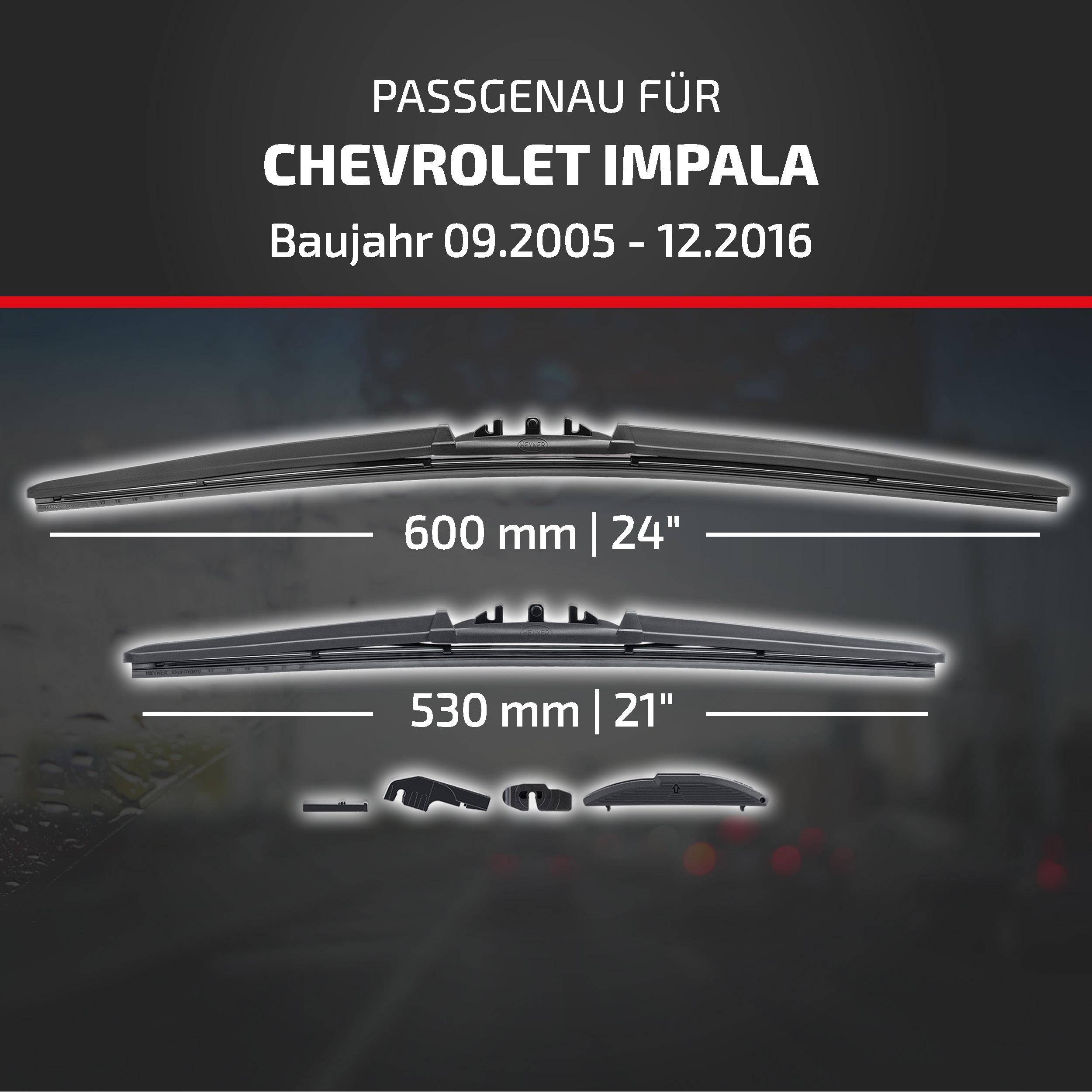 HEYNER® Scheibenwischer komp. mit CHEVROLET IMPALA (09.2005 - 12.2016) HYBRID Flachbalkenwischer