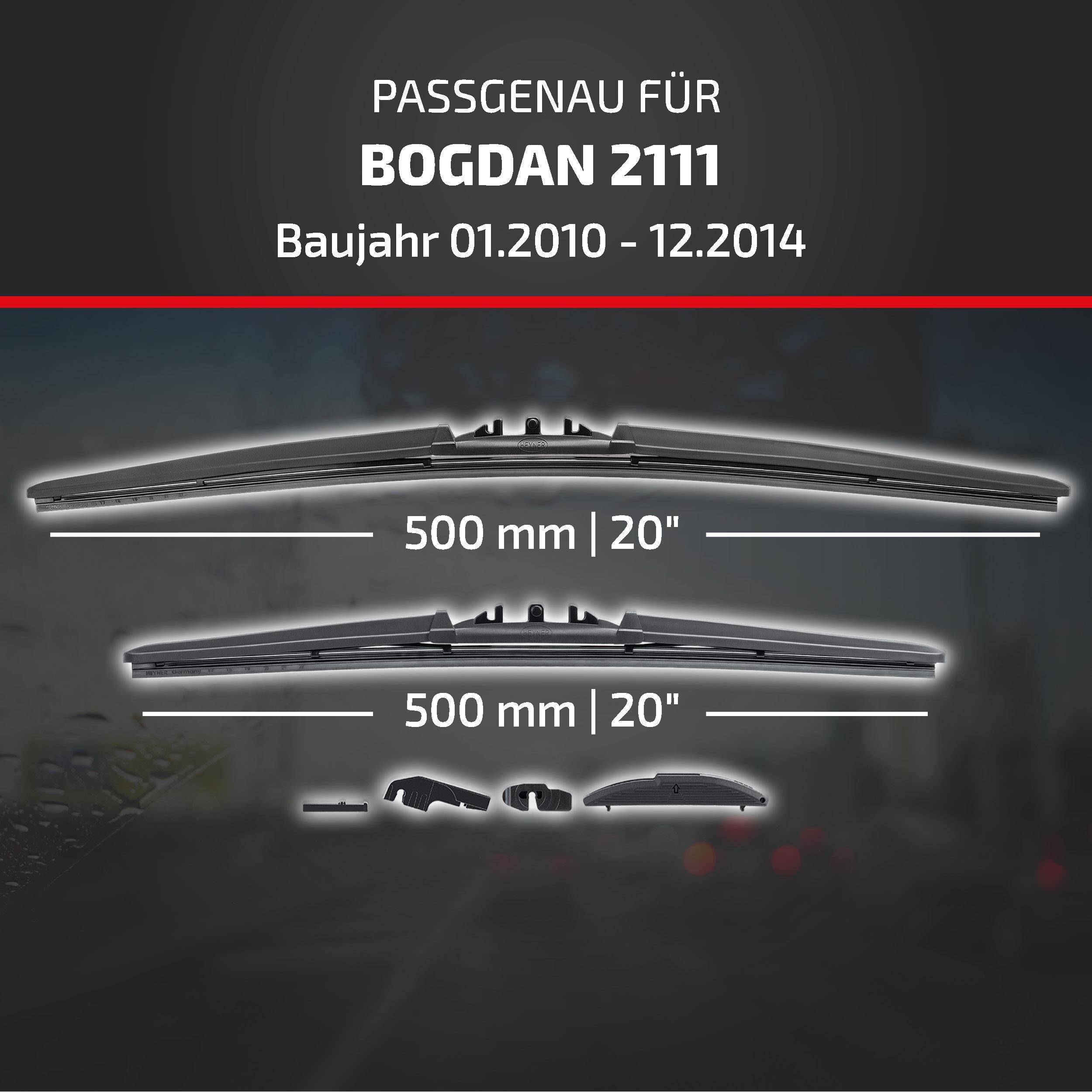 HEYNER® Scheibenwischer komp. mit BOGDAN 2111 (01.2010 - 12.2014) HYBRID Flachbalkenwischer