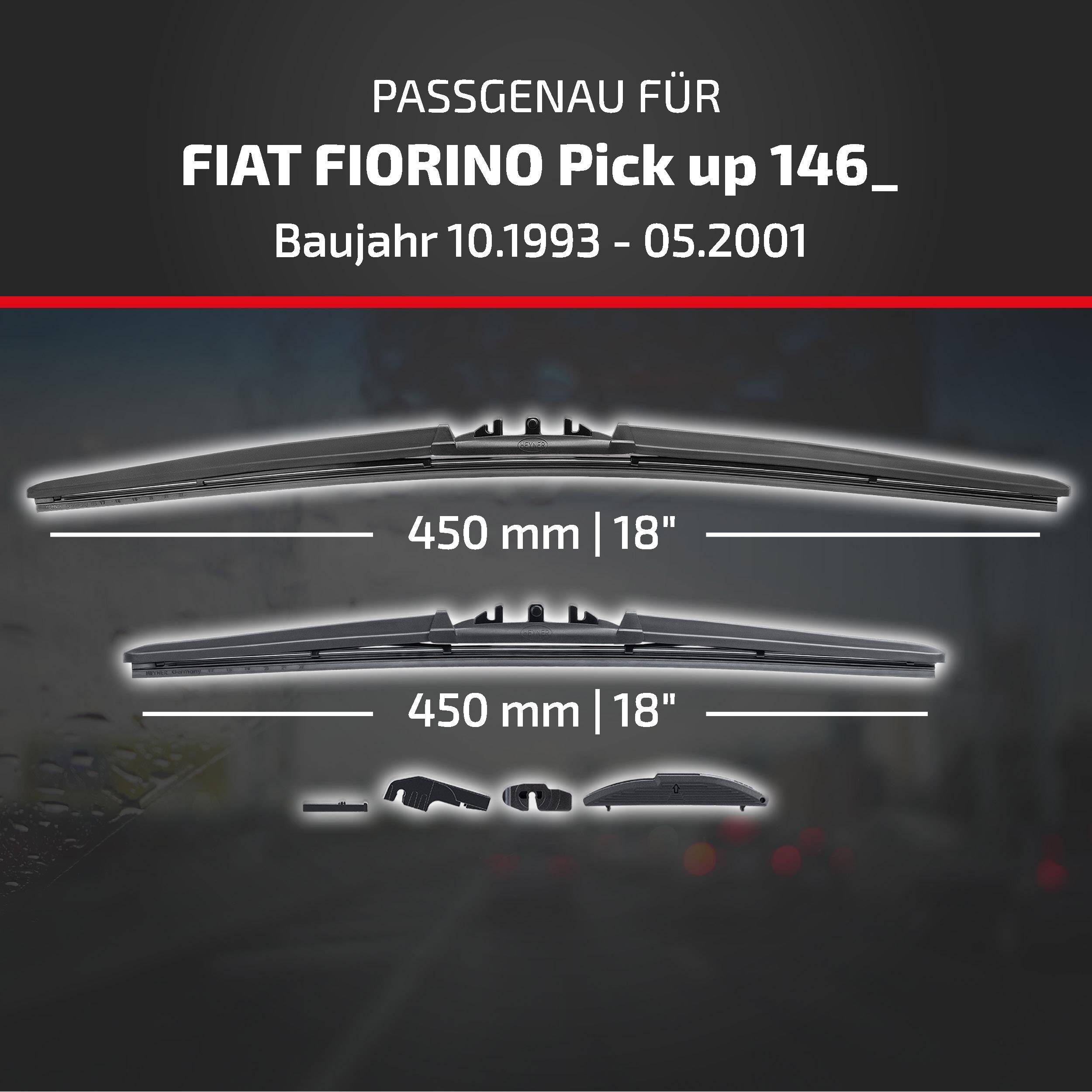 HEYNER® Scheibenwischer komp. mit FIAT FIORINO Pick up (10.1993 - 05.2001) HYBRID Flachbalkenwischer
