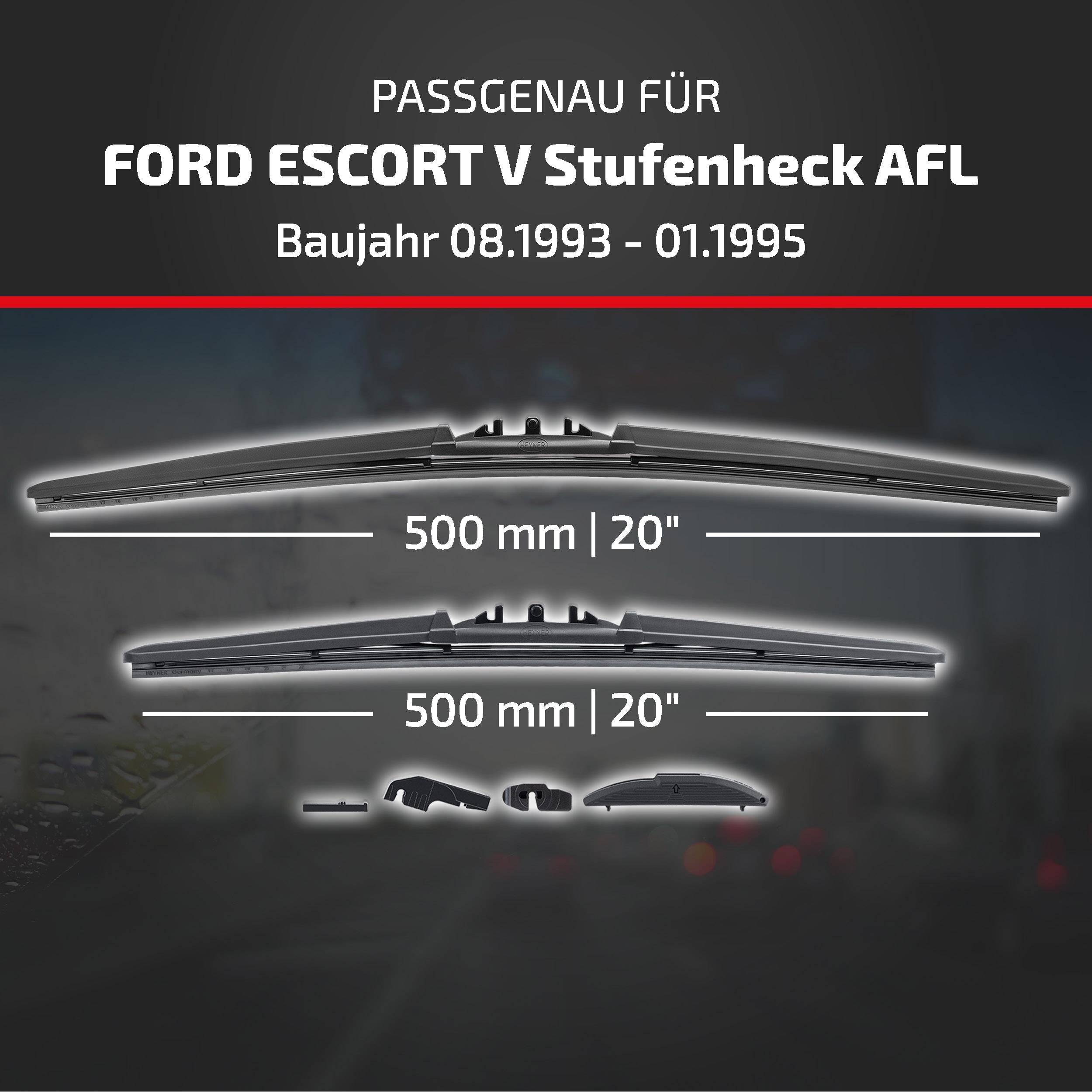 HEYNER® Scheibenwischer komp. mit FORD ESCORT V Stufenheck (08.1993 - 01.1995) HYBRID Flachbalkenwischer