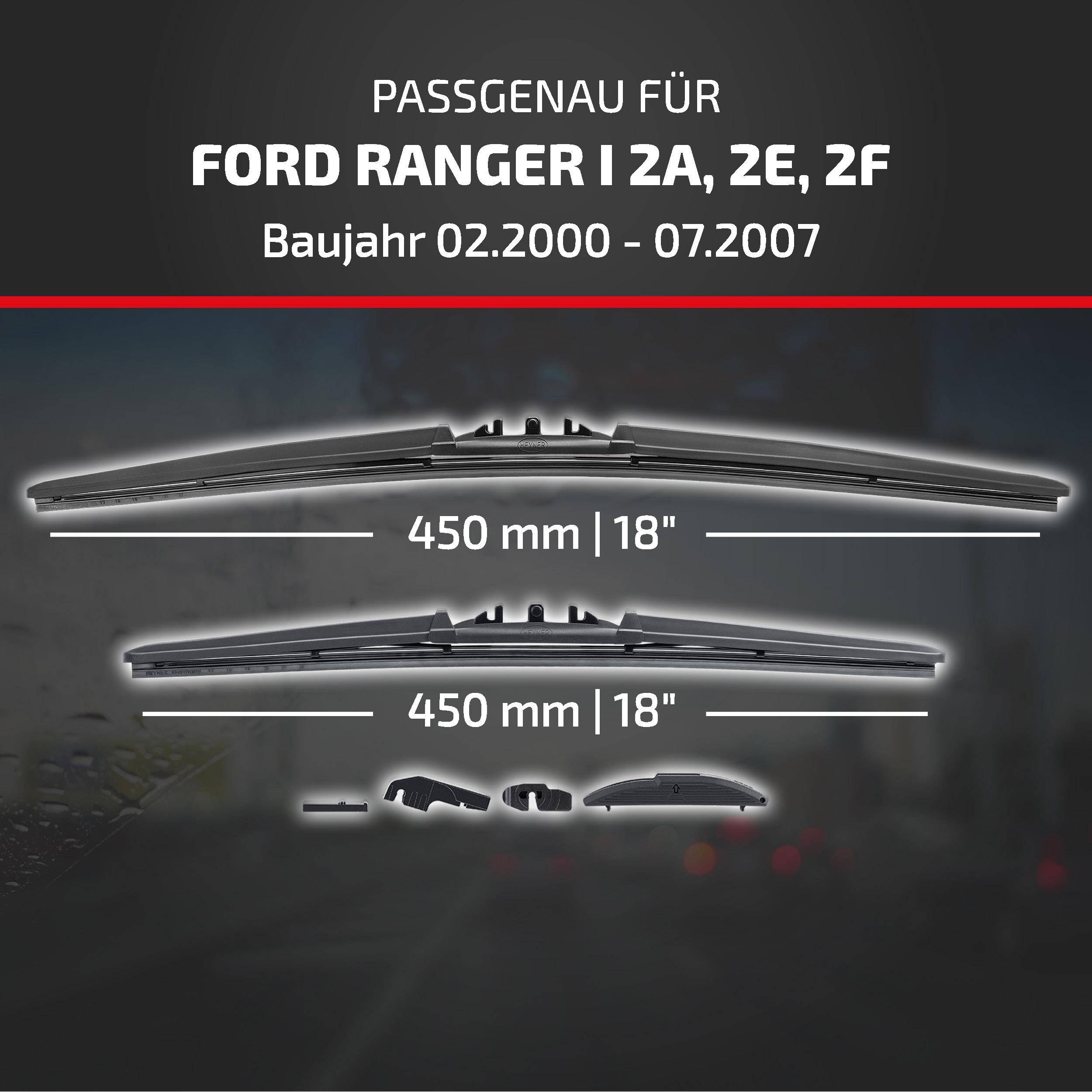 HEYNER® Scheibenwischer komp. mit FORD RANGER I (02.2000 - 07.2007) HYBRID Flachbalkenwischer