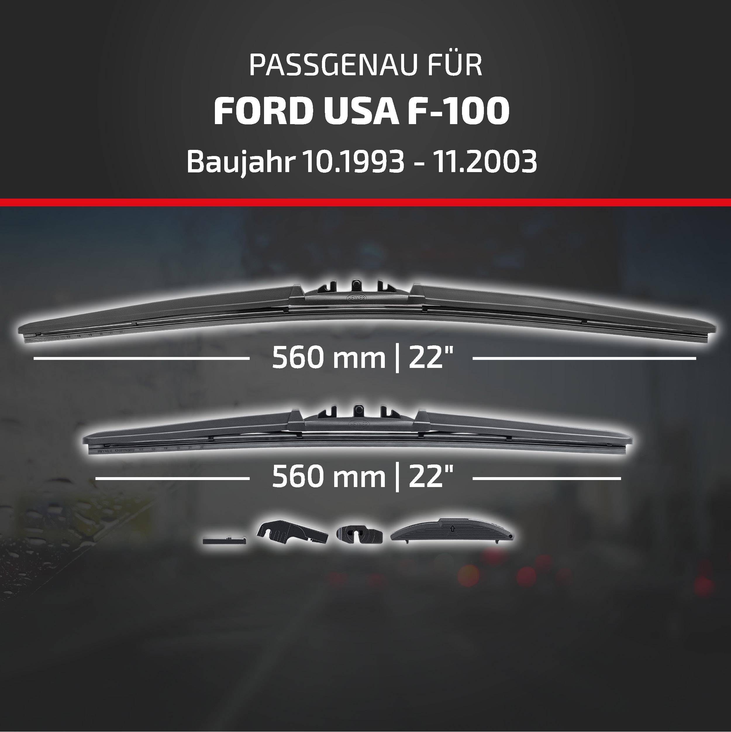HEYNER® Scheibenwischer komp. mit FORD USA F-100 (10.1993 - 11.2003) HYBRID Flachbalkenwischer