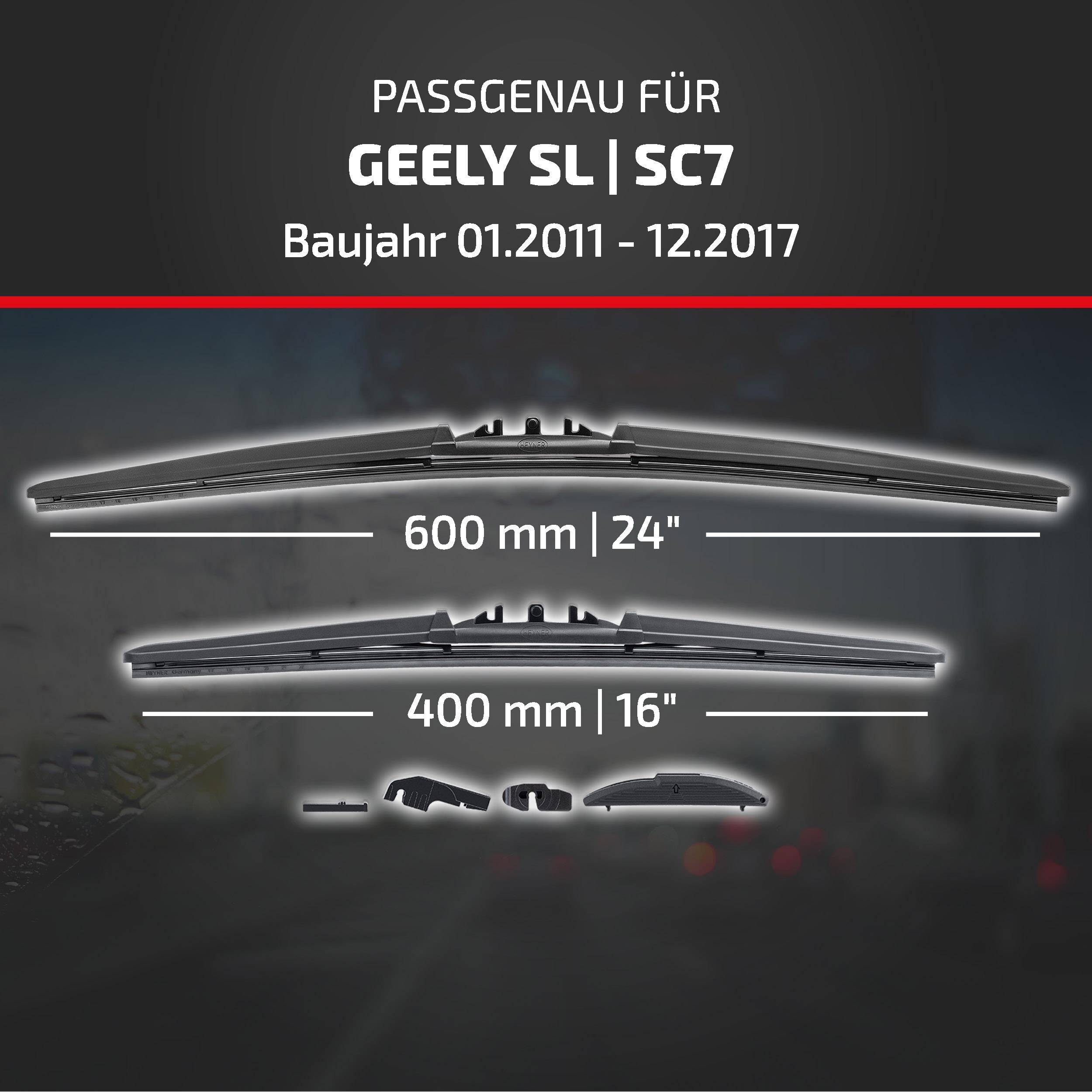 HEYNER® Scheibenwischer für GEELY SL | SC7 (01.2011 - 12.2017) HYBRID Flachbalkenwischer