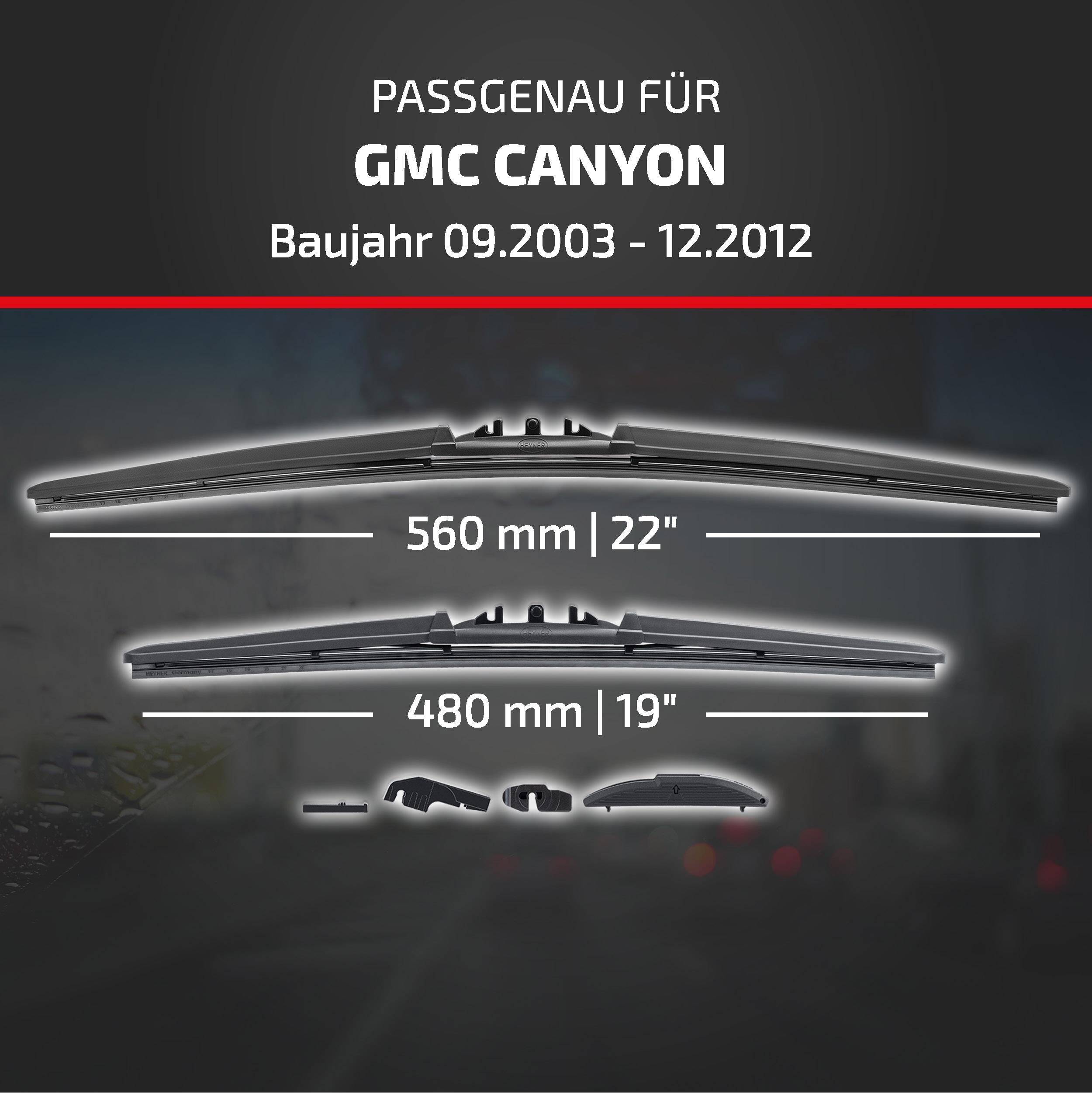 HEYNER® Scheibenwischer komp. mit GMC CANYON (09.2003 - 12.2012) HYBRID Flachbalkenwischer