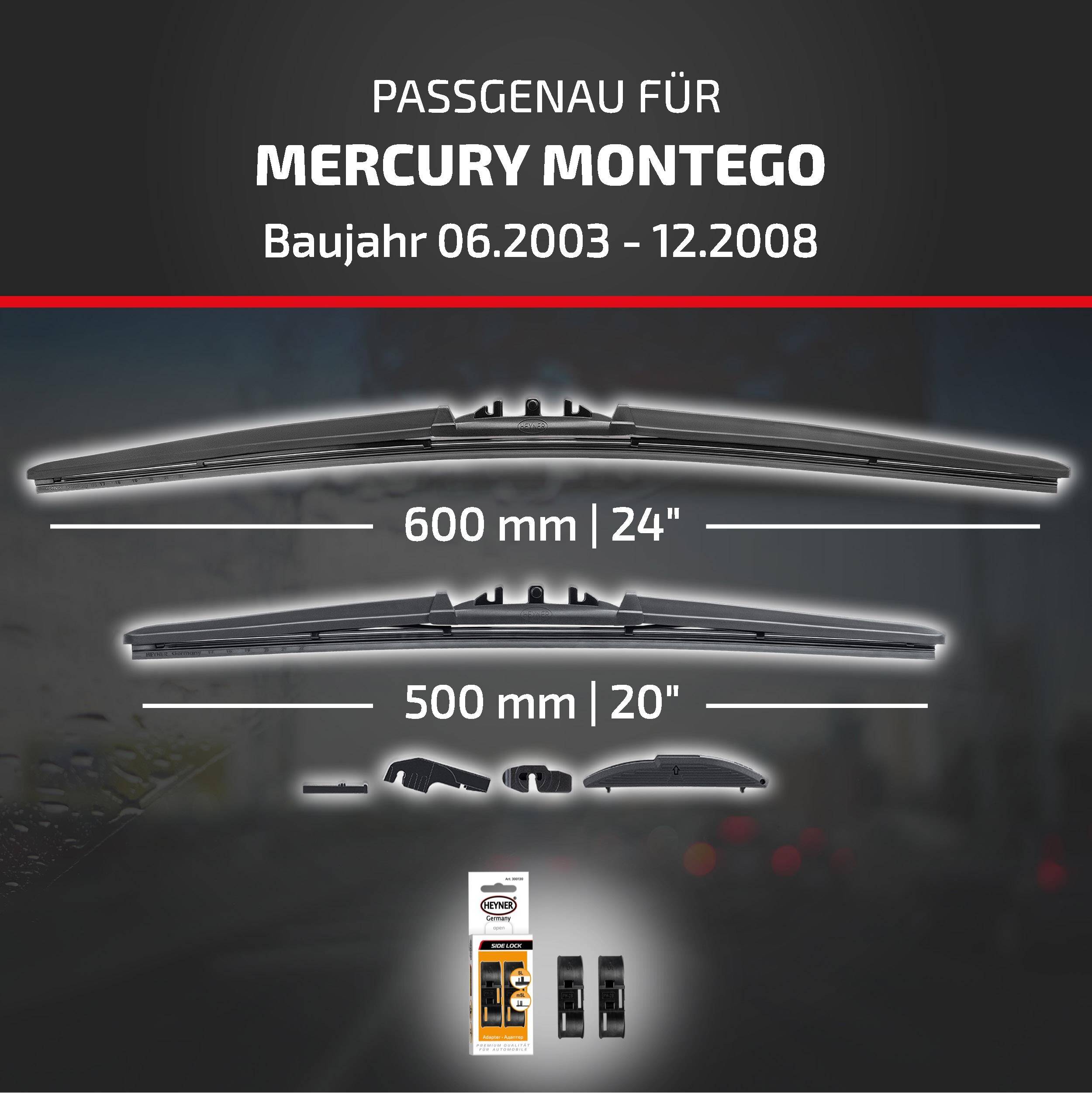 HEYNER® Scheibenwischer für MERCURY MONTEGO (06.2003 - 12.2008) HYBRID Flachbalkenwischer