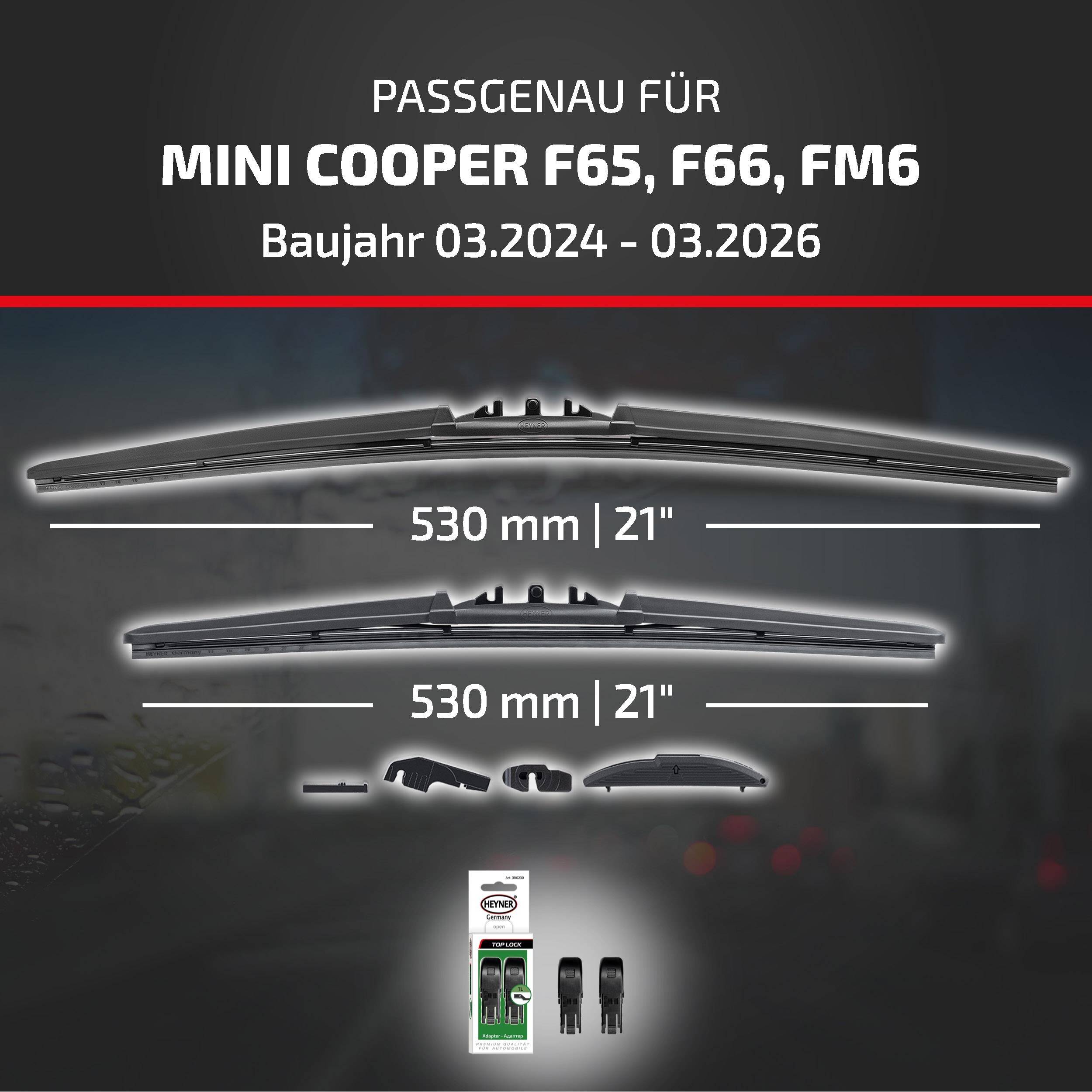 HEYNER® Scheibenwischer komp. mit MINI COOPER (03.2024 - 05.2026) HYBRID Flachbalkenwischer