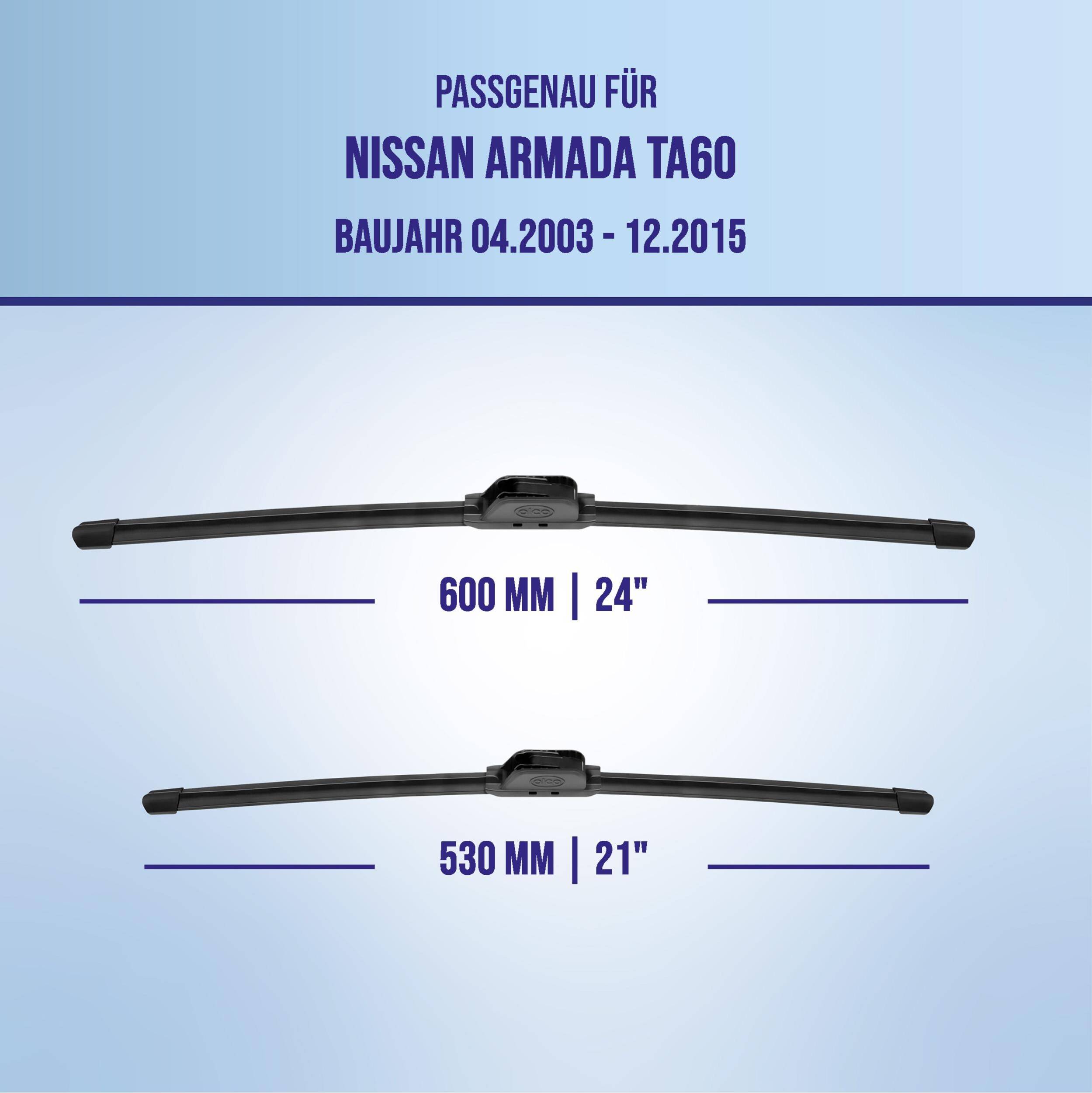 alca® Scheibenwischer ideal für NISSAN ARMADA (04.2003 - 12.2015) U-FLAT Flachbalkenwischer