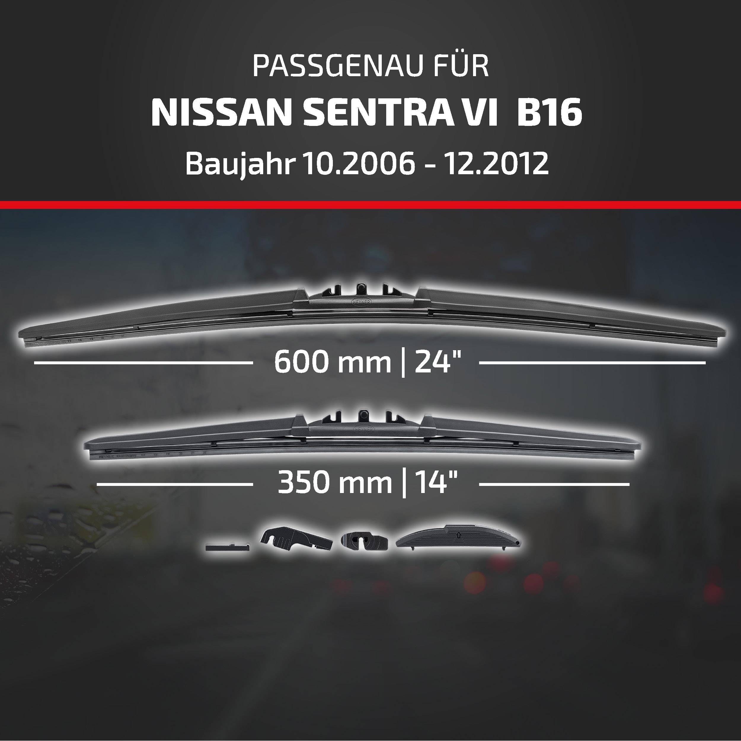 HEYNER® Scheibenwischer für NISSAN SENTRA VI (10.2006 - 12.2012) HYBRID Flachbalkenwischer