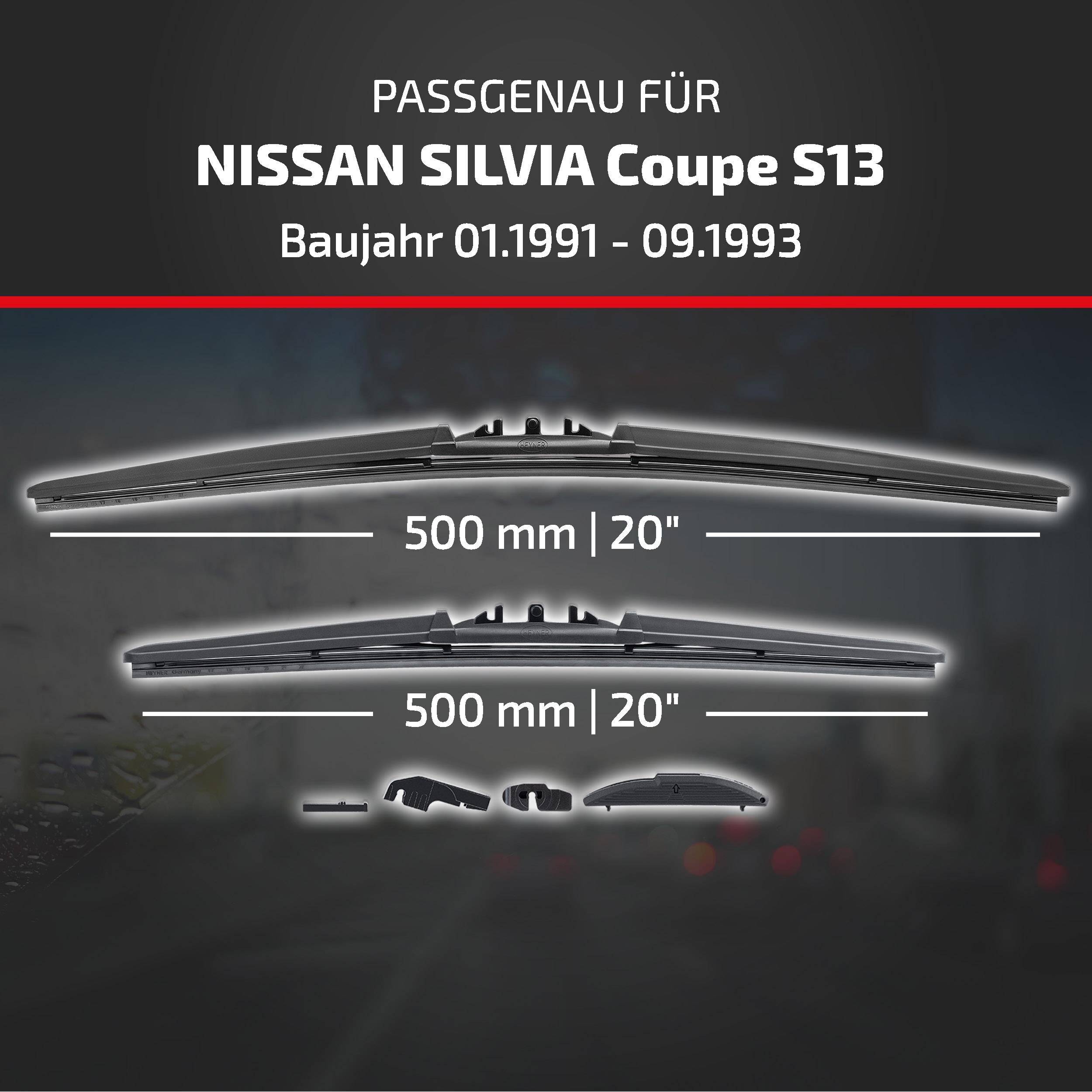 HEYNER® Scheibenwischer komp. mit NISSAN SILVIA Coupe (01.1991 - 09.1993) HYBRID Flachbalkenwischer