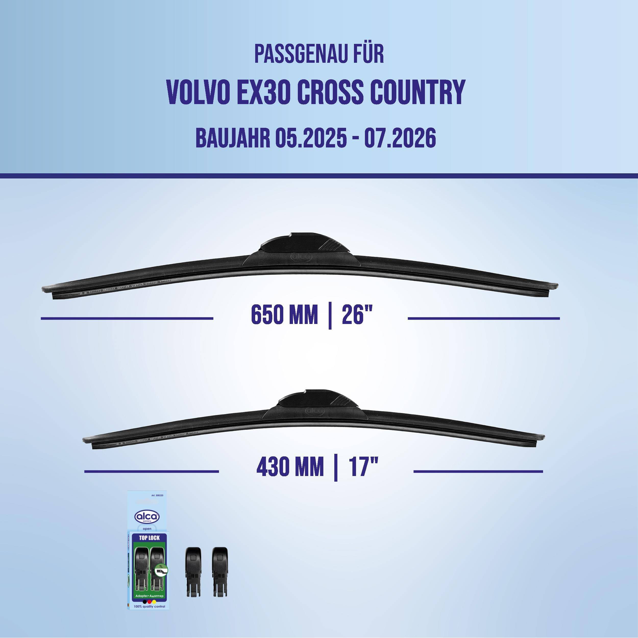 Anzeigentext für Volvo EX30 Cross Country: Wischergummis 650 mm (26