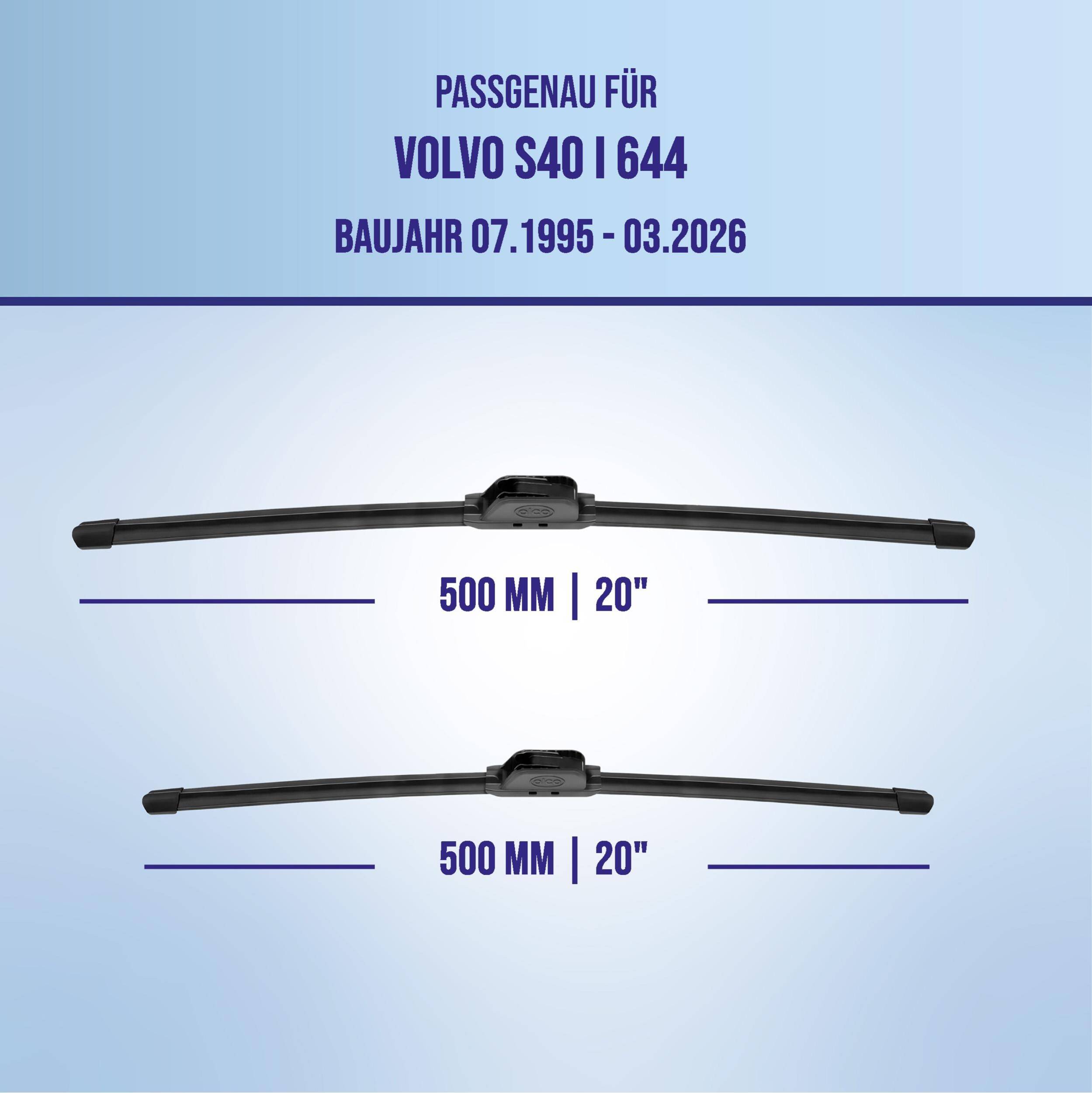 alca® Scheibenwischer ideal für VOLVO S40 I (07.1995 - 03.2026) U-FLAT Flachbalkenwischer