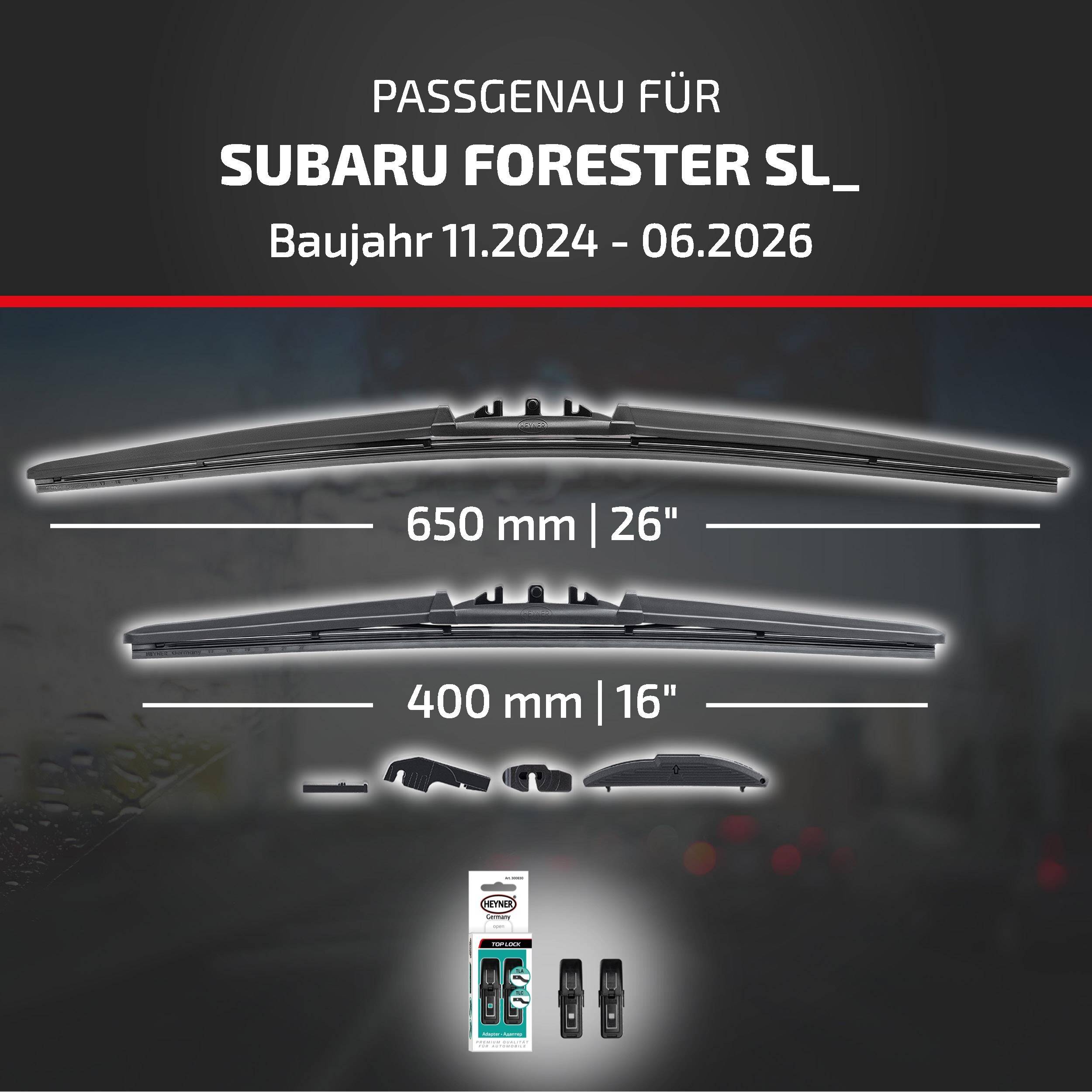 HEYNER® Scheibenwischer für SUBARU FORESTER 11.2024 - 08.2026, HYBRID Flachbalkenwischer,