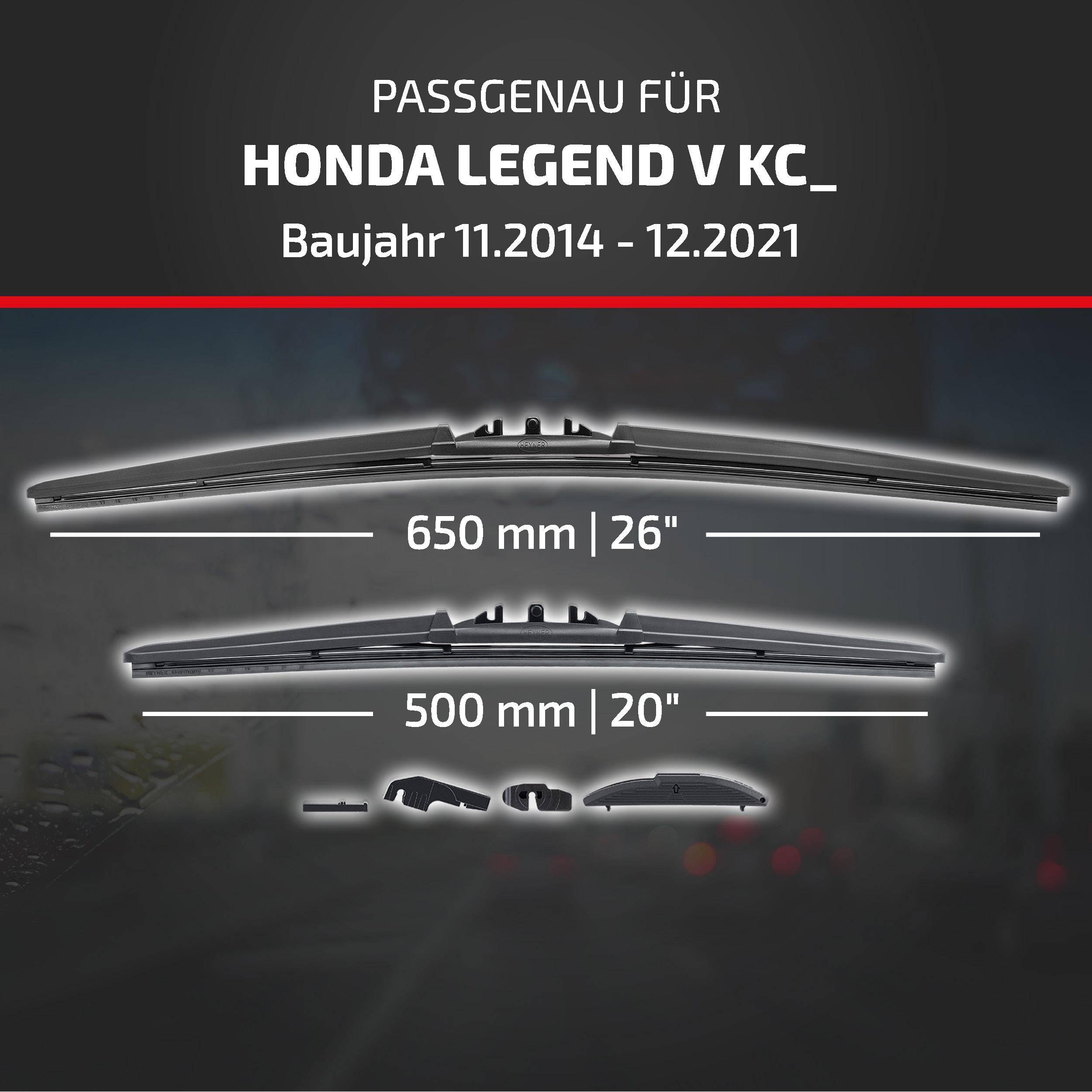 HEYNER® Scheibenwischer komp. mit HONDA LEGEND V (11.2014 - 12.2021) HYBRID Flachbalkenwischer