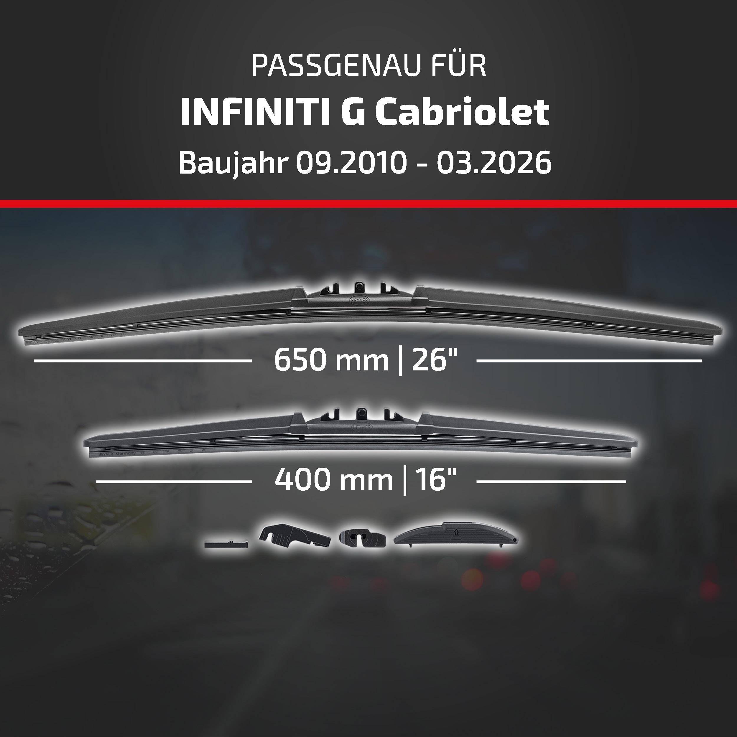 HEYNER® Scheibenwischer komp. mit INFINITI G Cabriolet (09.2010 - 04.2026) HYBRID Flachbalkenwischer