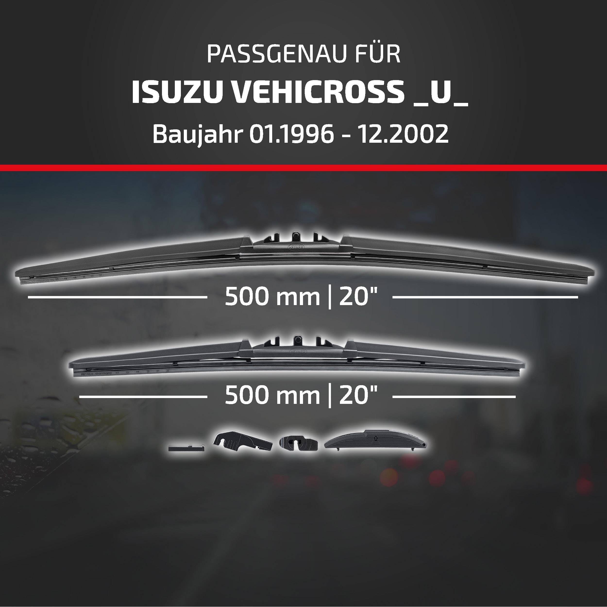 HEYNER® Scheibenwischer für ISUZU VEHICROSS (01.1996 - 12.2002) HYBRID Flachbalkenwischer