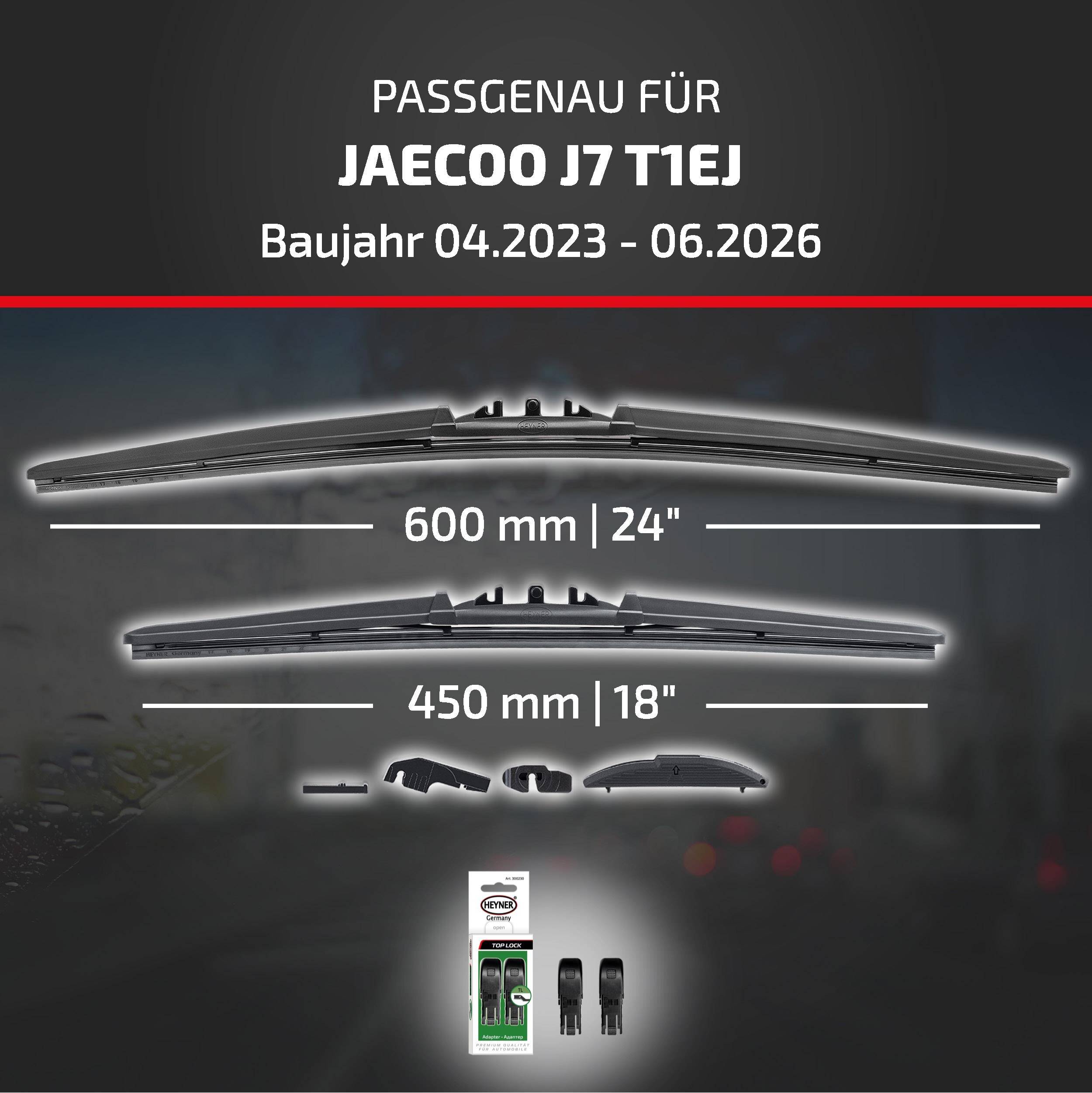 HEYNER® Scheibenwischer für JAECOO J7 04.2023 - 08.2026, HYBRID Flachbalkenwischer,