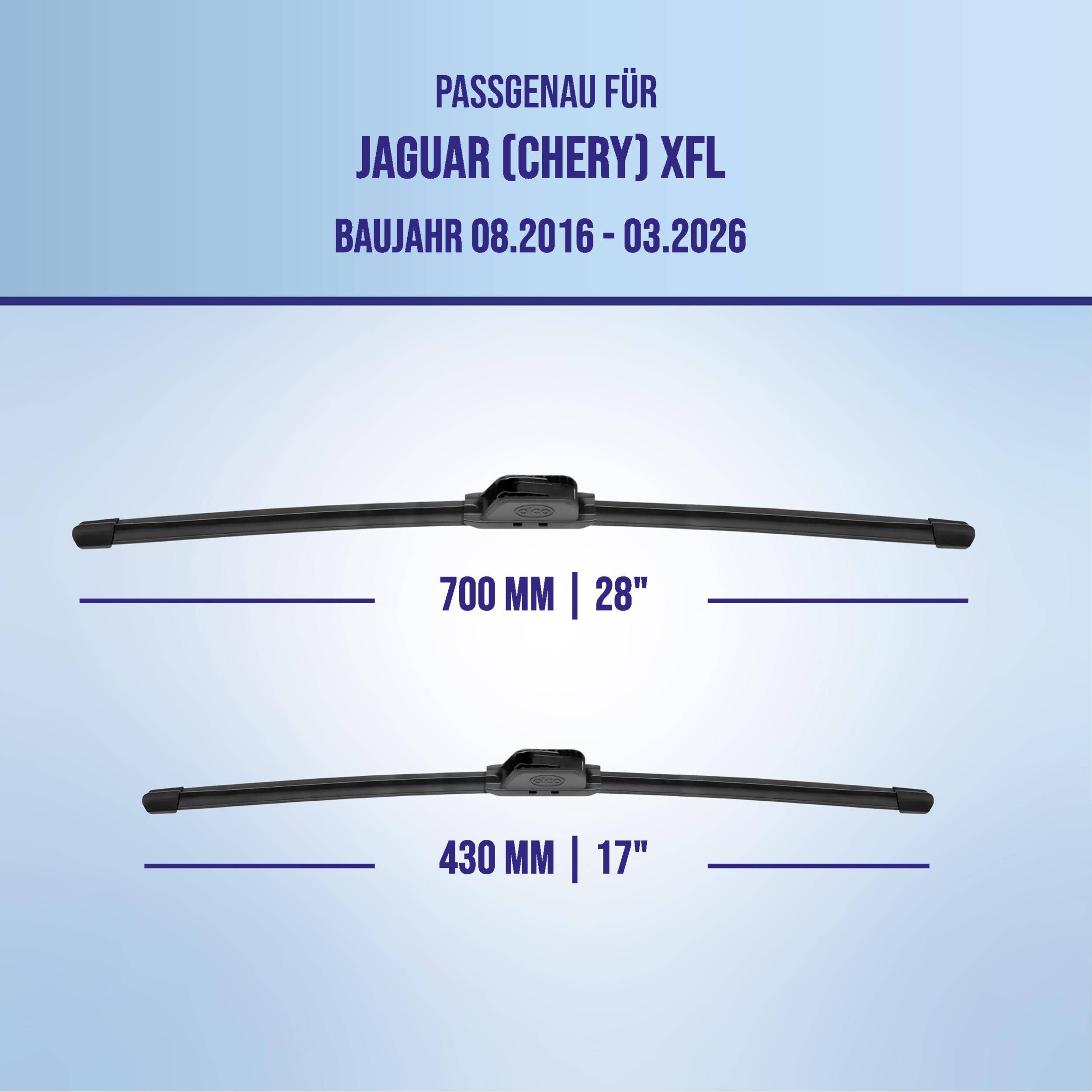 alca® Scheibenwischer ideal für JAGUAR (CHERY) XFL (08.2016 - 04.2026) U-FLAT Flachbalkenwischer
