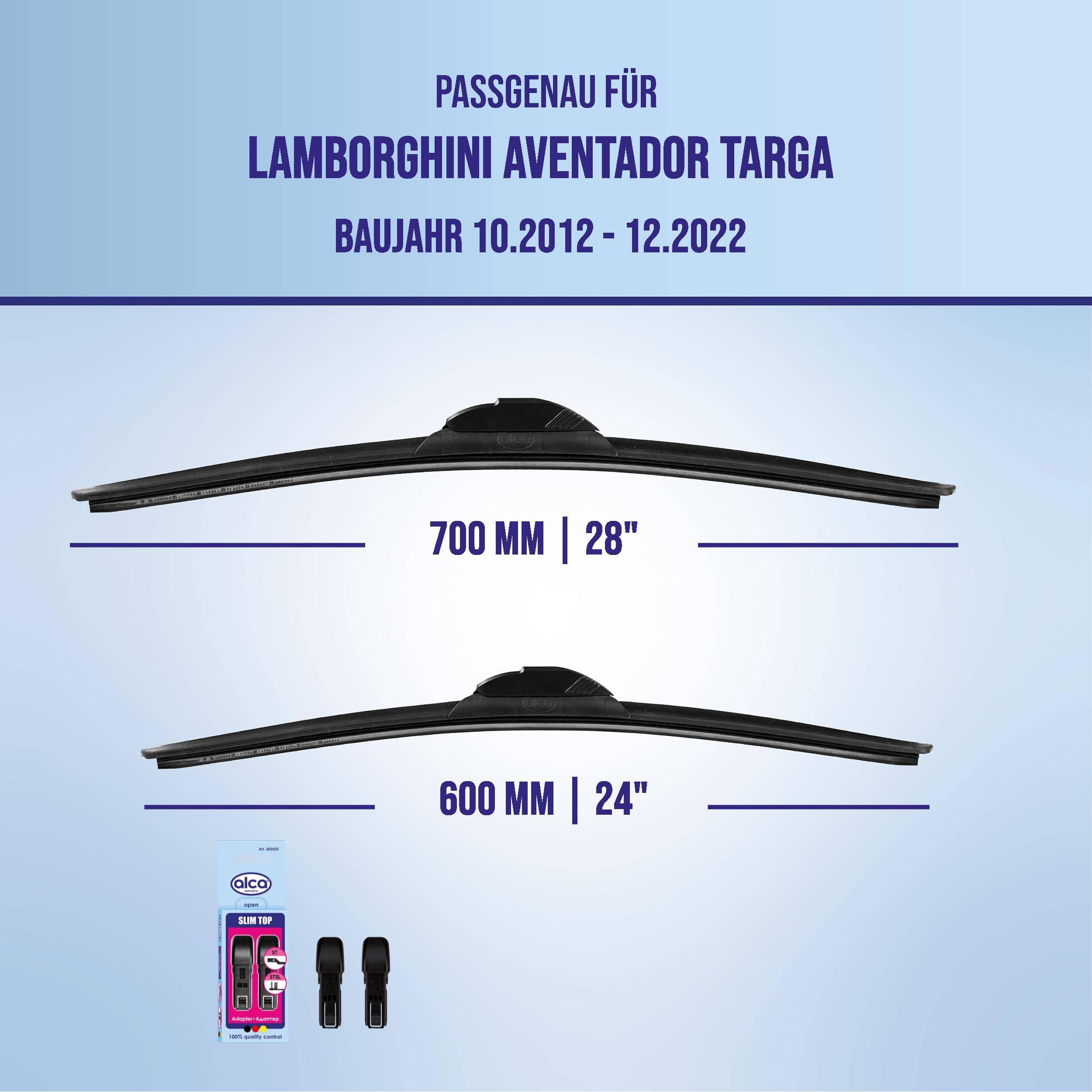 alca® Scheibenwischer für LAMBORGHINI AVENTADOR Targa 10.2012 - 12.2022, SUPER FLAT