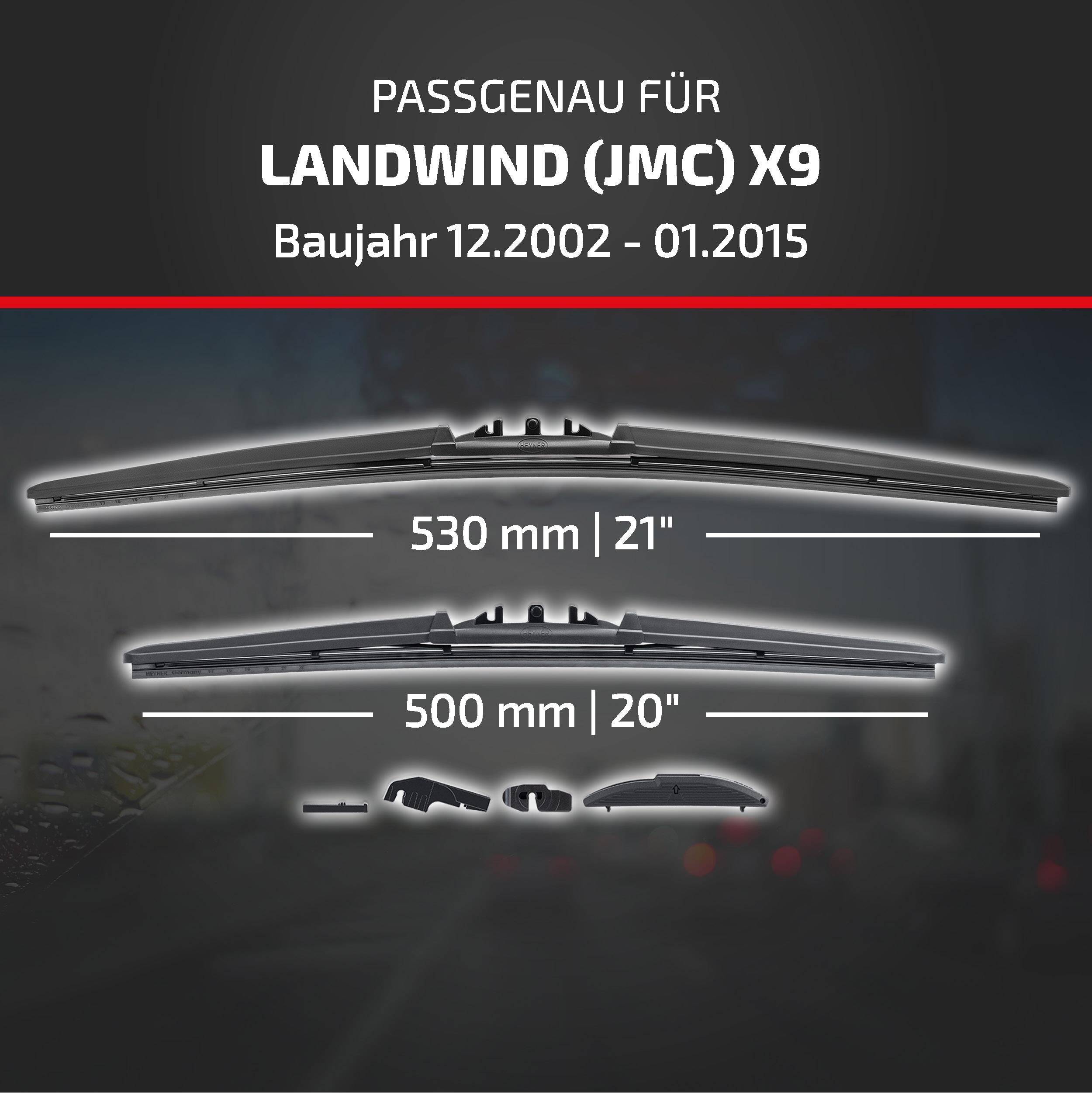 HEYNER® Scheibenwischer komp. mit LANDWIND (JMC) X9 (12.2002 - 01.2015) HYBRID Flachbalkenwischer