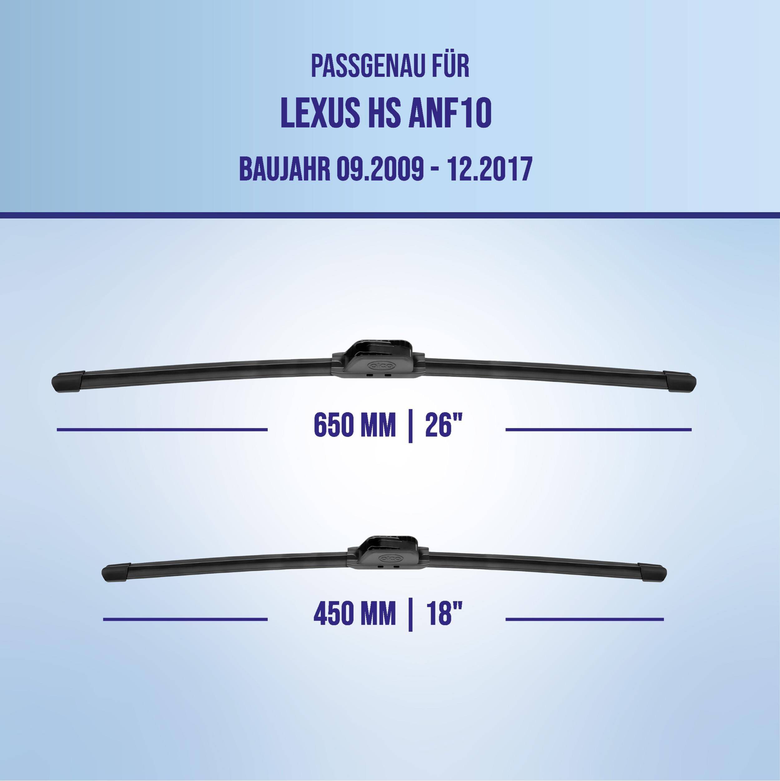 alca® Scheibenwischer ideal für LEXUS HS (09.2009 - 12.2017) U-FLAT Flachbalkenwischer