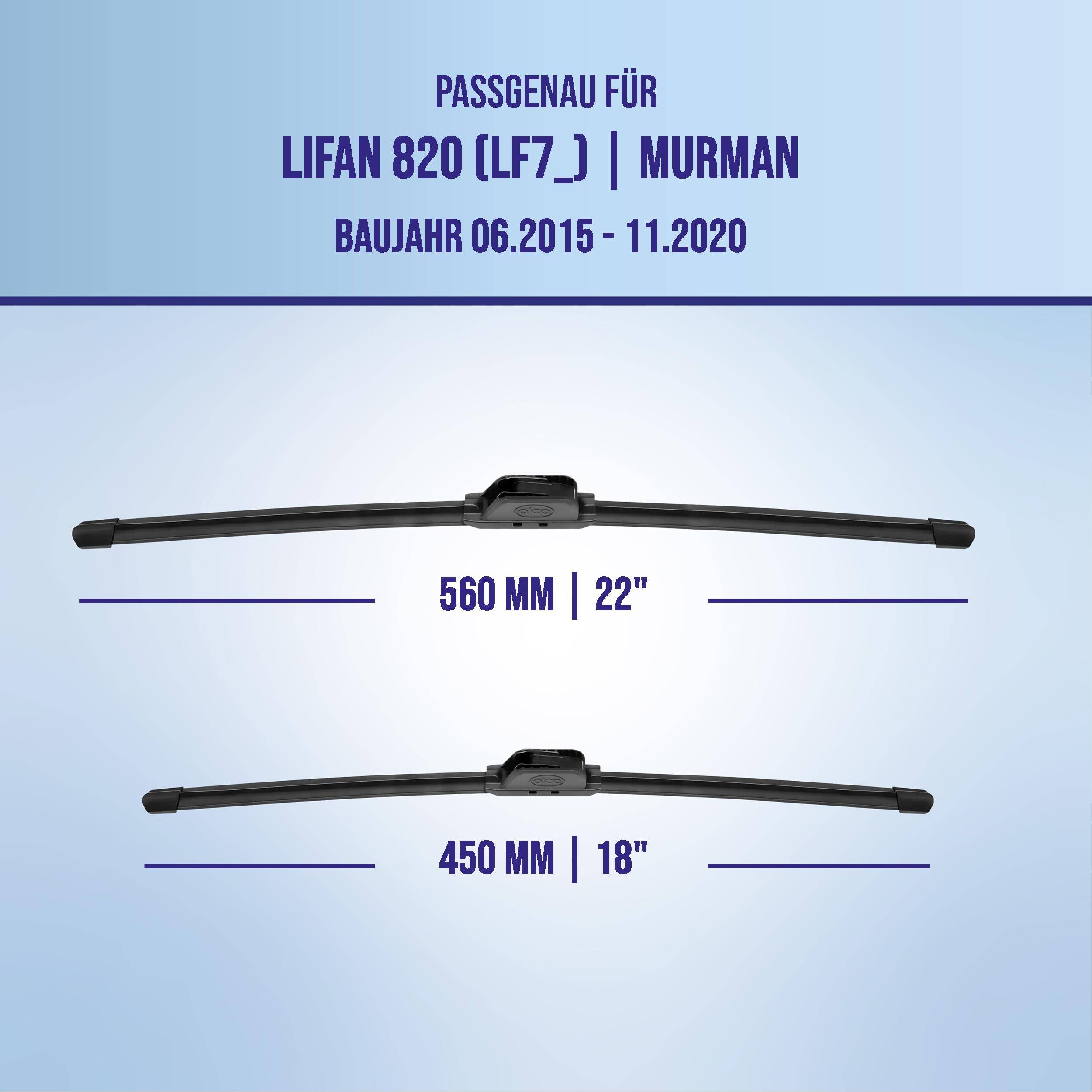 alca® Scheibenwischer für LIFAN 820 (LF7_) | MURMAN 06.2015 - 11.2020, U-FLAT Flachbalkenwischer,