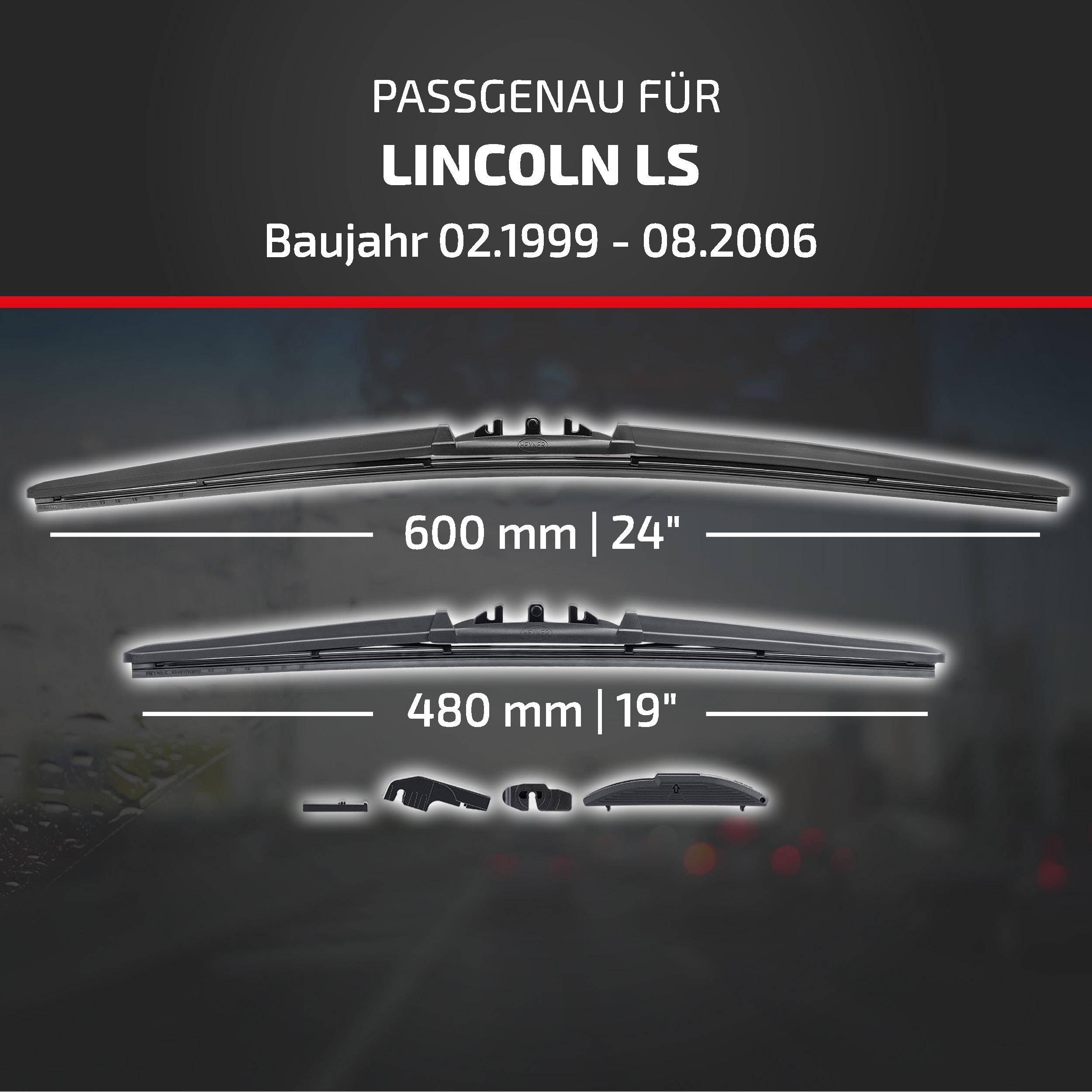 HEYNER® Scheibenwischer komp. mit LINCOLN LS (02.1999 - 08.2006) HYBRID Flachbalkenwischer