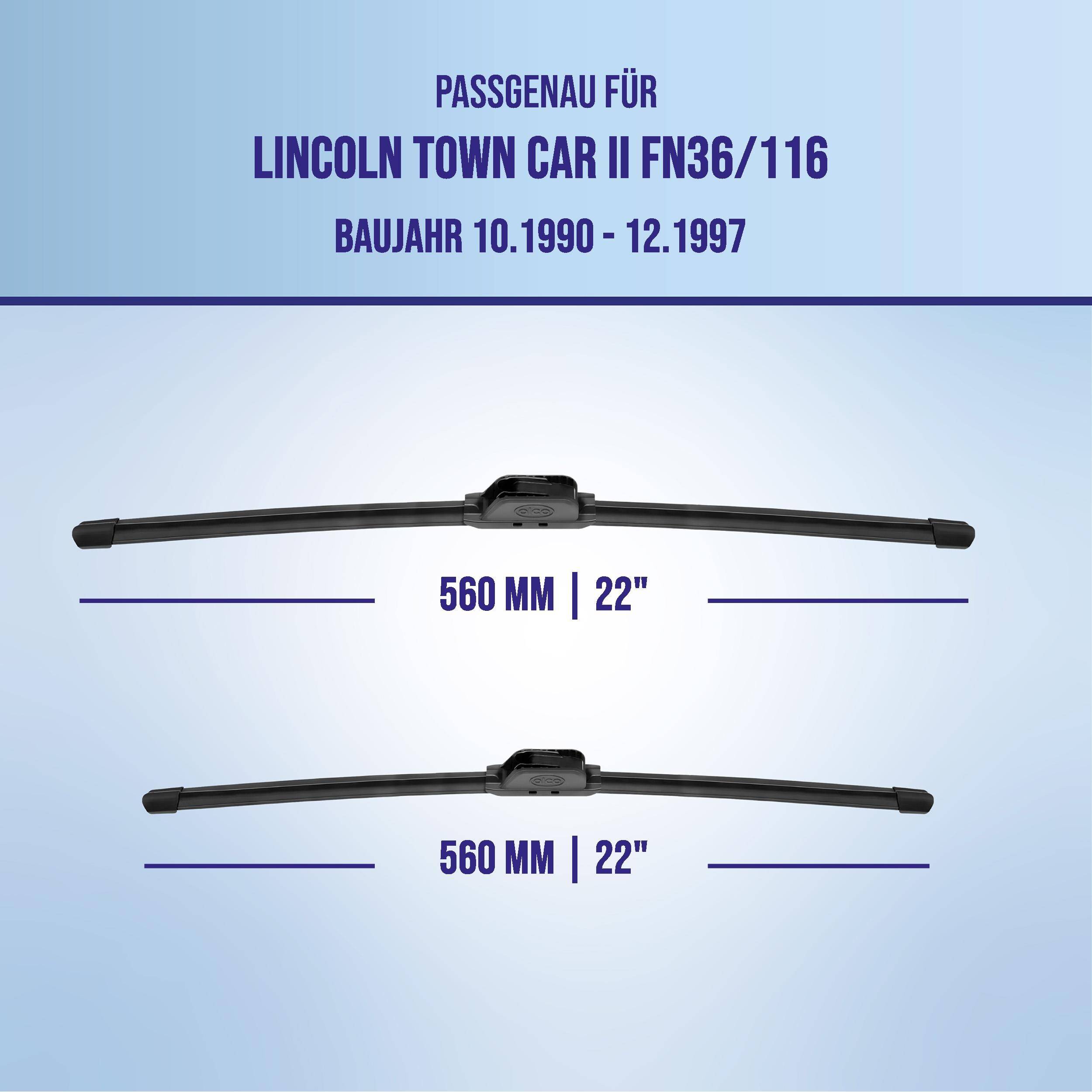alca® Scheibenwischer für LINCOLN TOWN CAR II 10.1990 - 12.1997, U-FLAT Flachbalkenwischer,