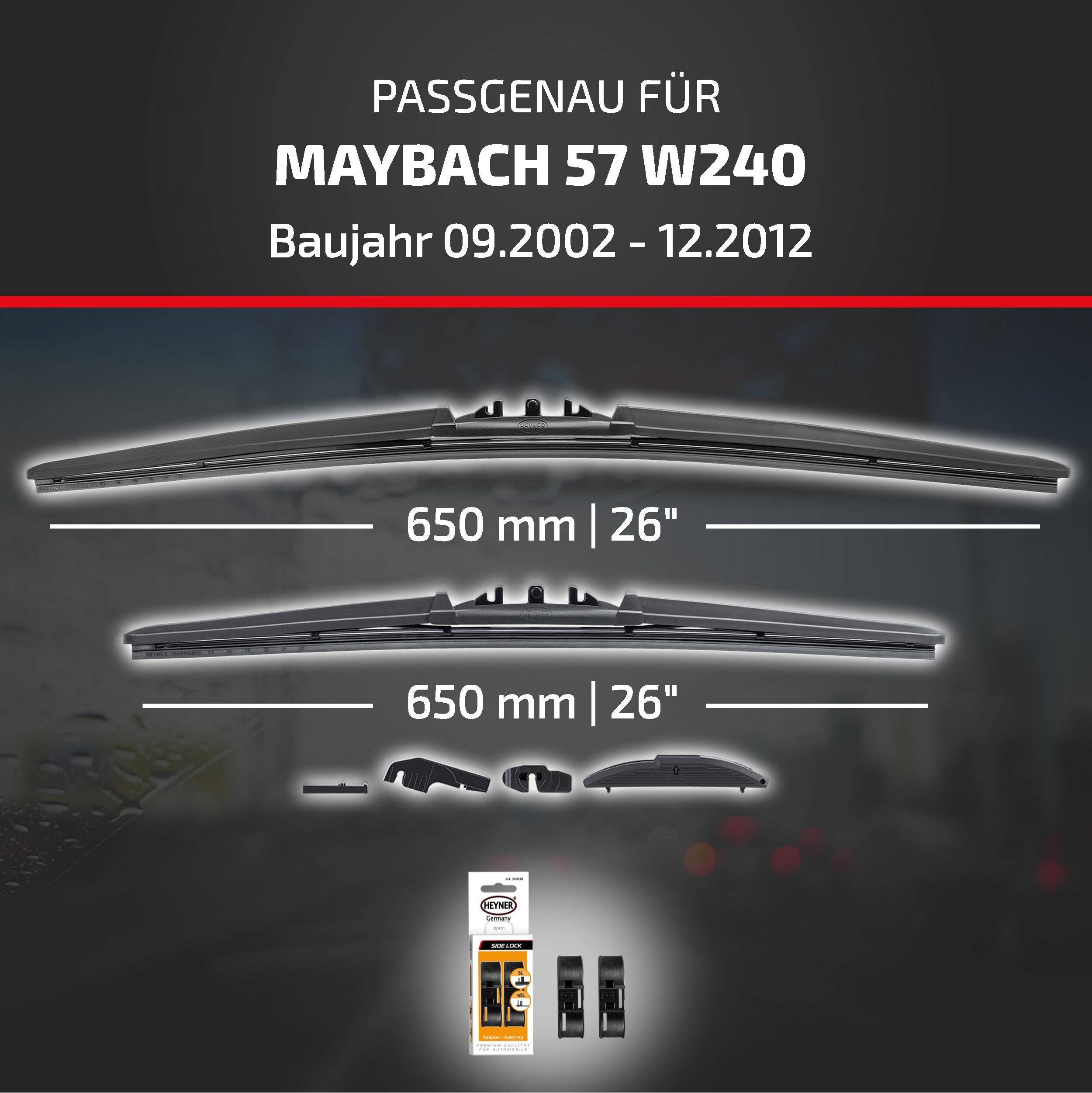 HEYNER® Scheibenwischer komp. mit MAYBACH 57 (09.2002 - 12.2012) HYBRID Flachbalkenwischer
