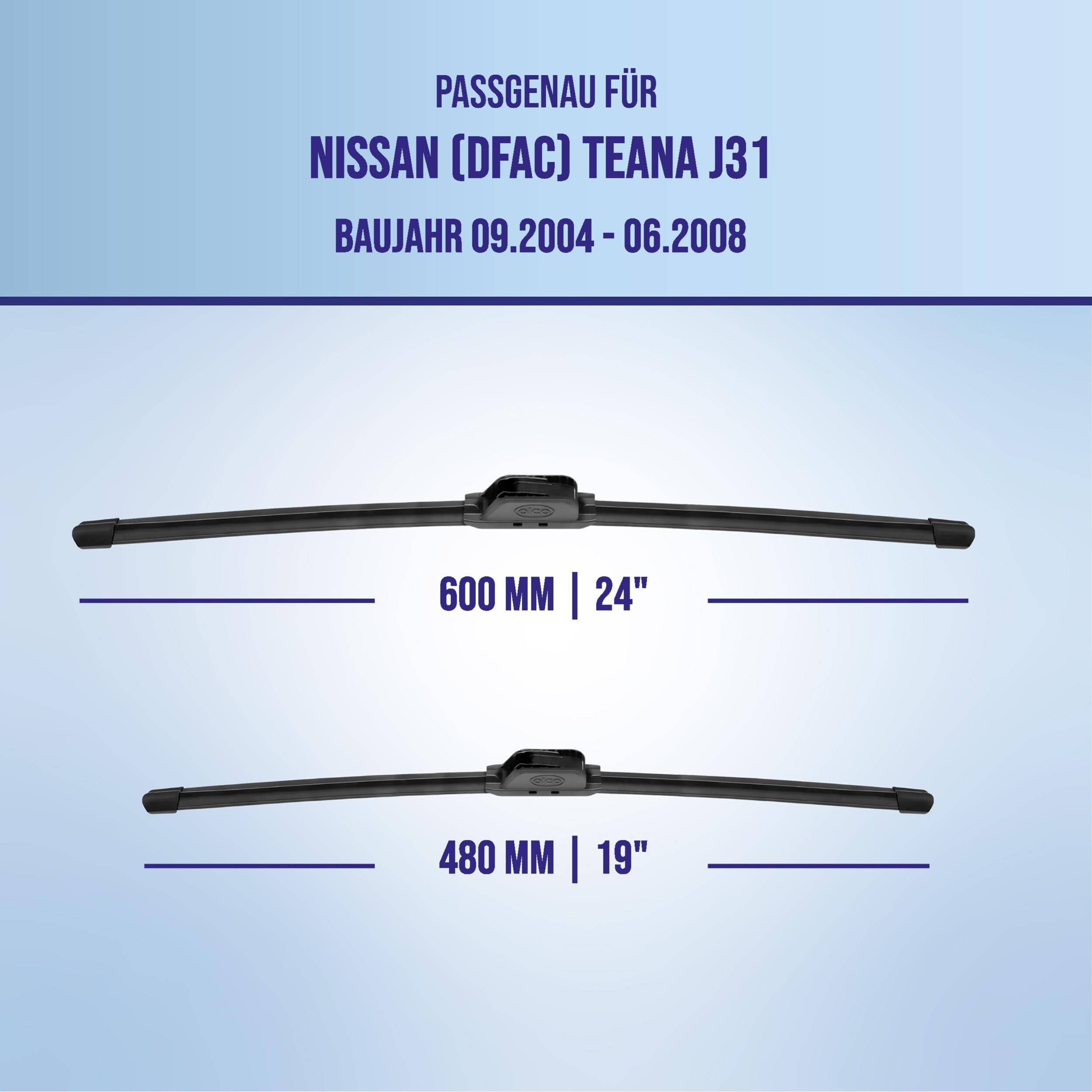 alca® Scheibenwischer ideal für NISSAN (DFAC) TEANA (09.2004 - 06.2008) U-FLAT Flachbalkenwischer