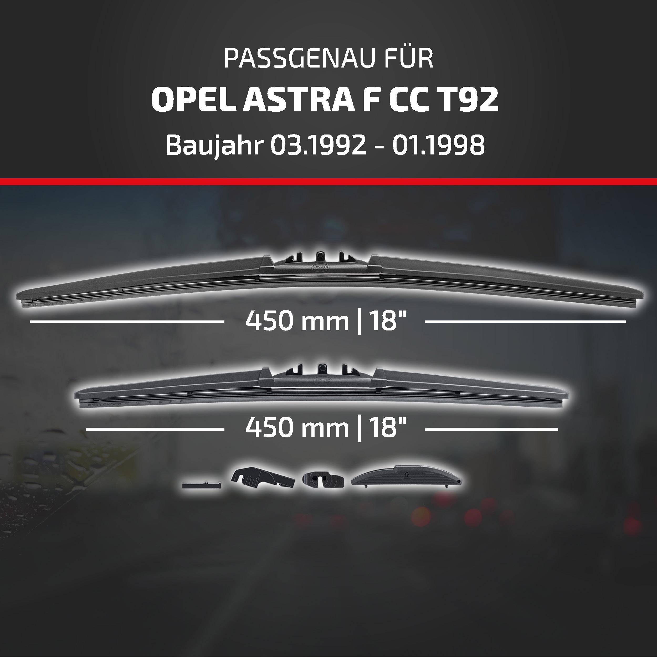 HEYNER® Scheibenwischer komp. mit OPEL ASTRA F CC (03.1992 - 01.1998) HYBRID Flachbalkenwischer