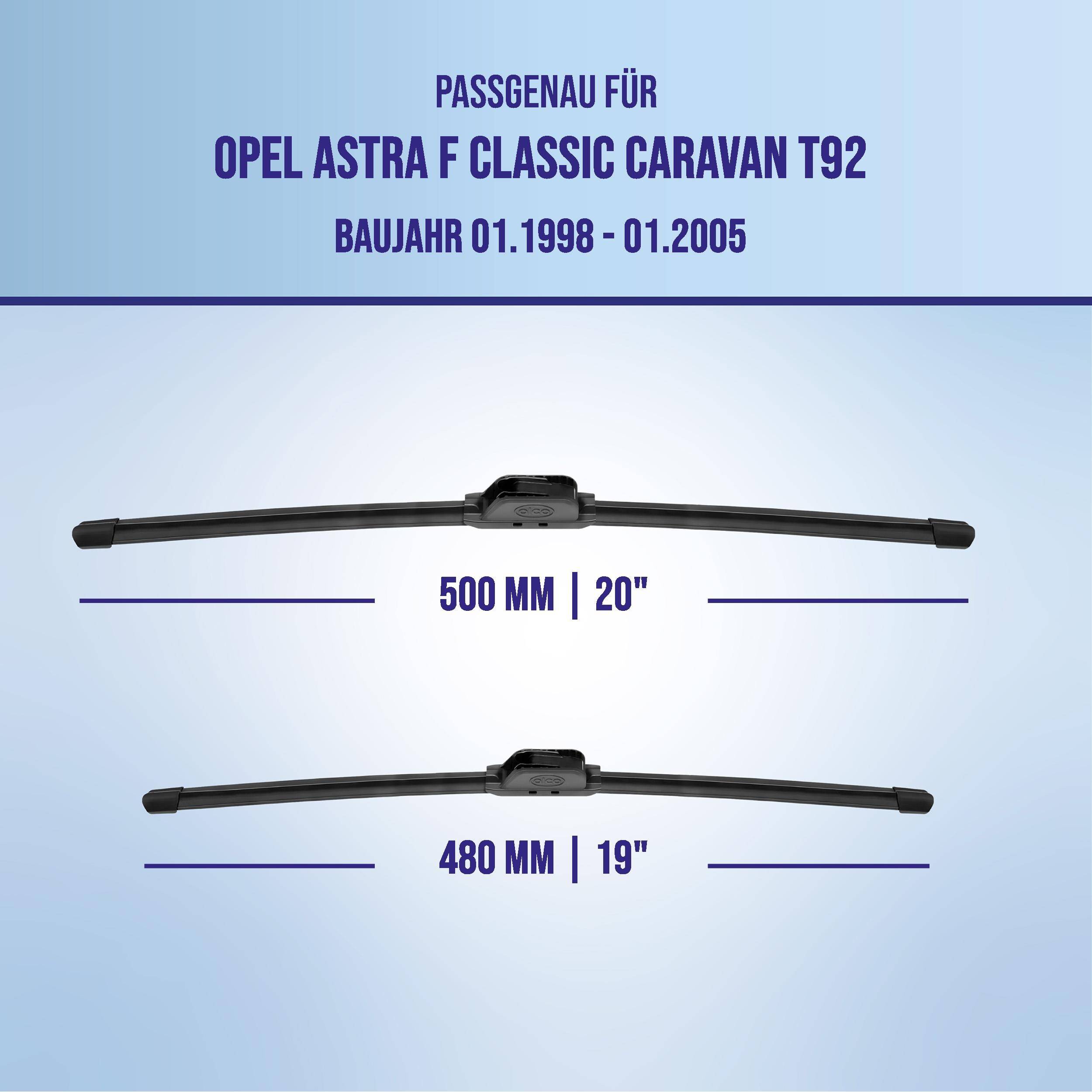 alca® Scheibenwischer für OPEL ASTRA F CLASSIC Caravan 01.1998 - 01.2005, U-FLAT Flachbalkenwischer,